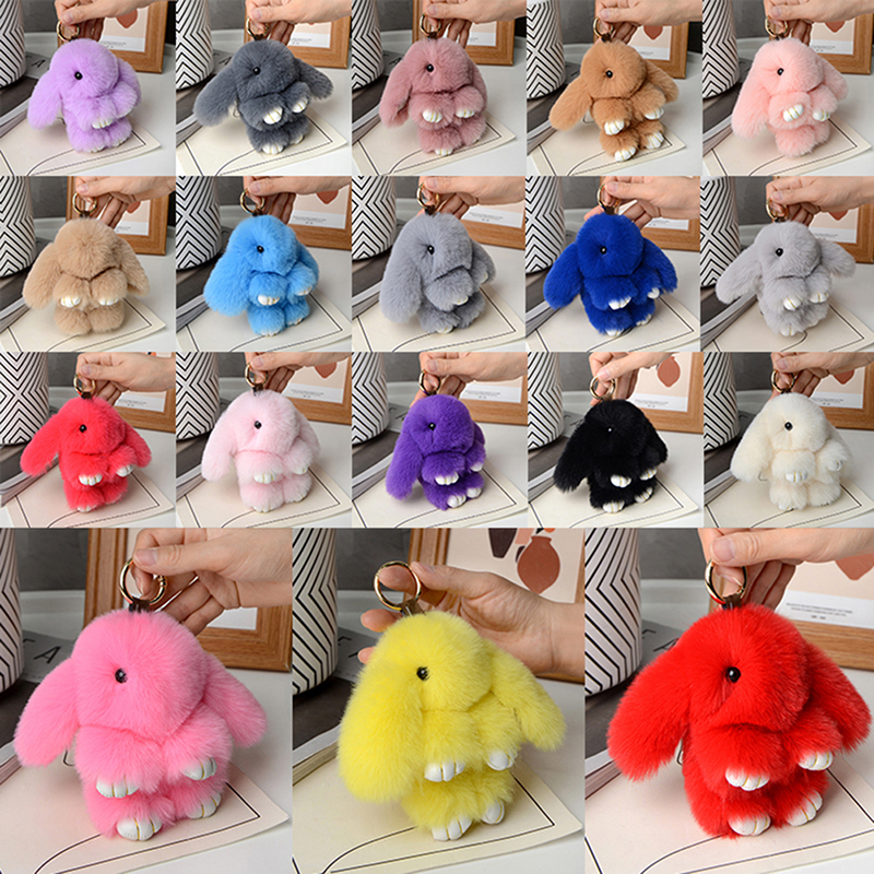 15cm Rabbit Fur Keychain Women Bag Car Key chain Pendant Decoration Jewelry Bags Hangings Accessories Gifts