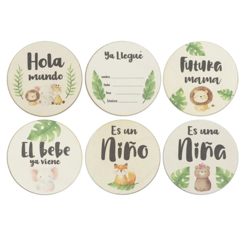 infantis mensais Hello-world em inglês francês espanhol Foto Prop Discs Conjunto