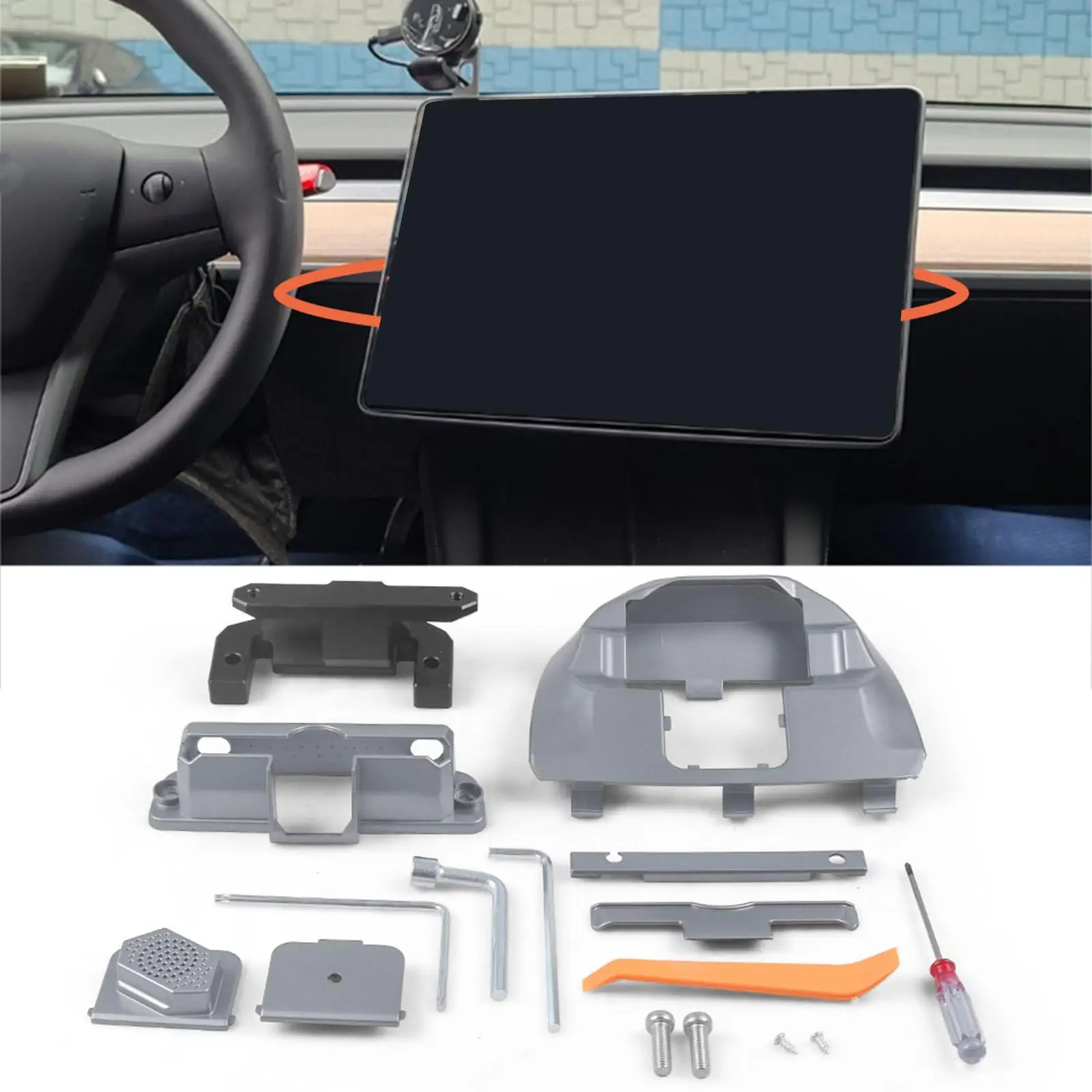 Screen Swivel Mount GPS Navigation Bracket Comfortable Durable for Tesla Model 3 2017-2022 Y 2020to 2021 Vehicle Auto Car