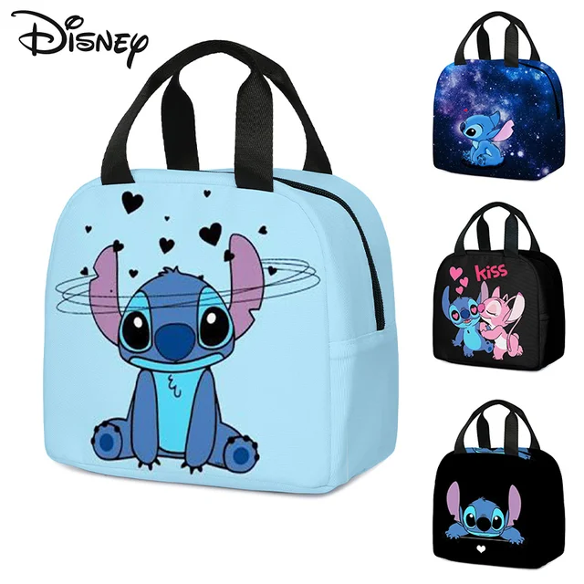 Disney Lilo Stitch Lunch Bag Boy Girl Portable Thermal Picnic Bags Kids  Student Travel School Food Storage Bags Lunch Box