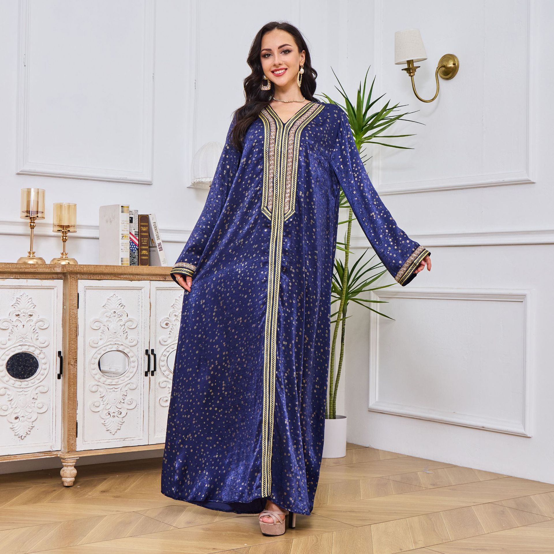 Women Long Dress Abaya Muslim Eid Islam Arabic Middle Eastern Clothing Jalabiya Caftan Evening Party Dresses Robe Vestidos