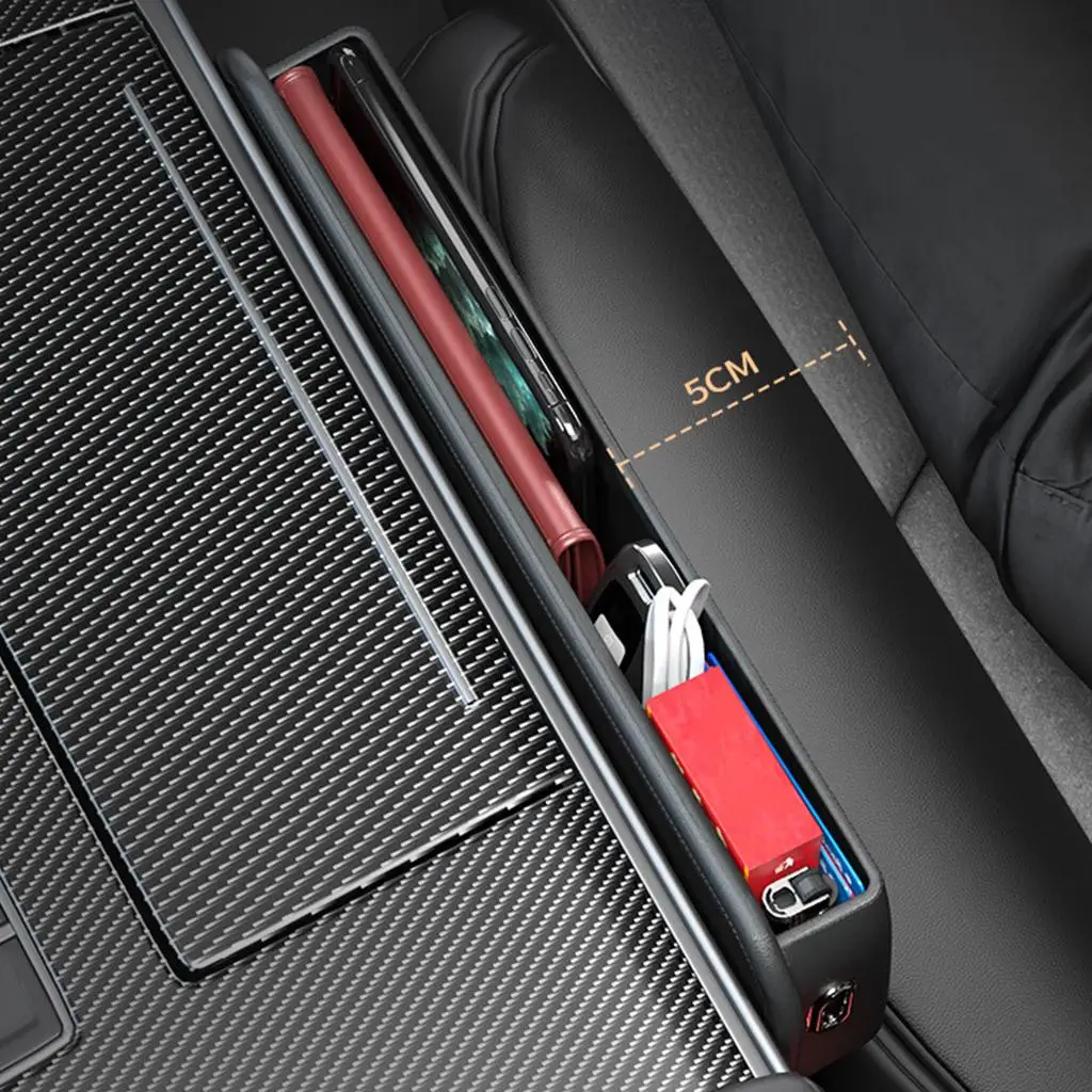 Car Console Seat PU Leather Gap Filler Non-Slip Seat for Cellphone Car Keys