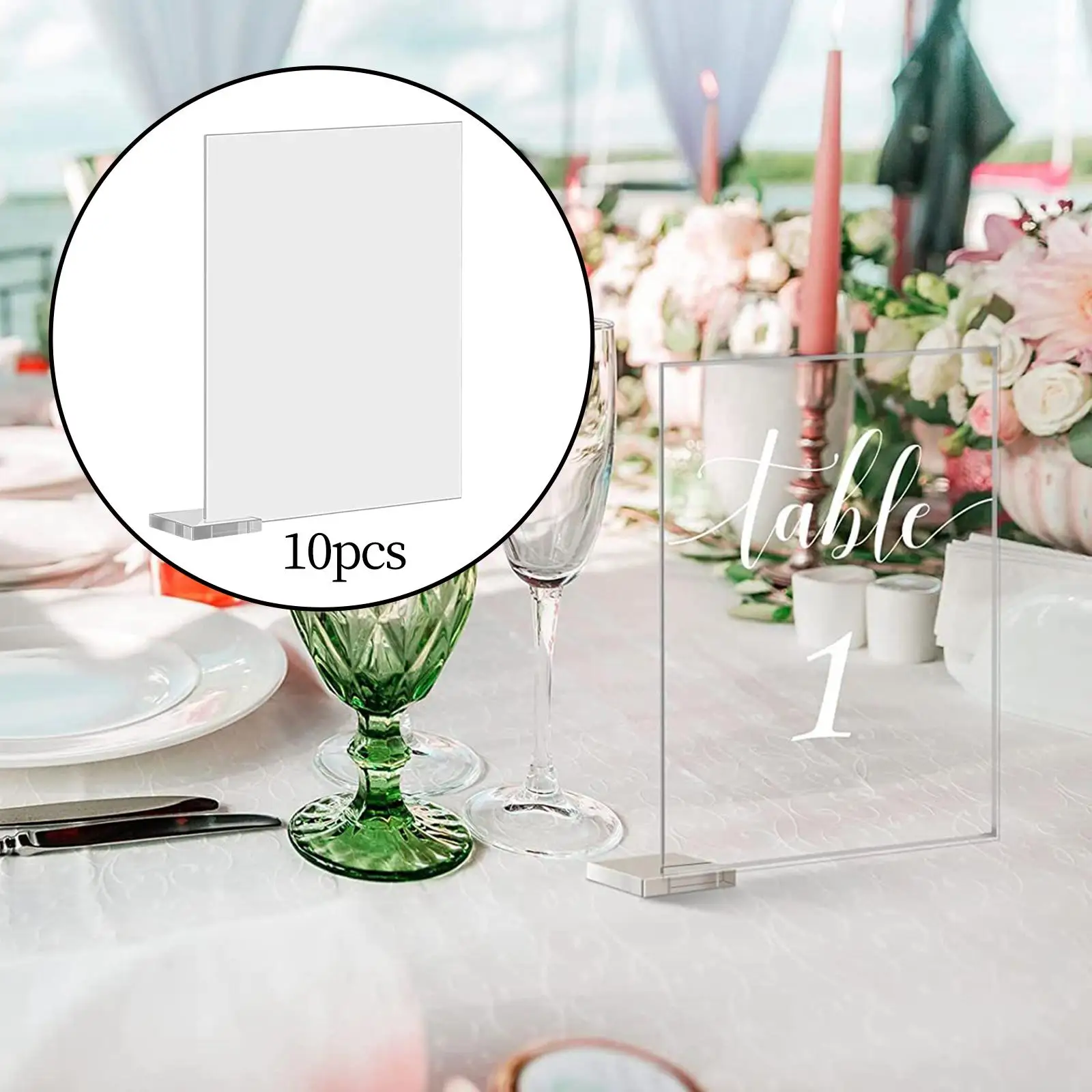 10Pcs Rectangle Acrylic Place Cards Holder Blank  DIY Acrylic Signs for Wedding Table Seating Reception Dinner Food Signs
