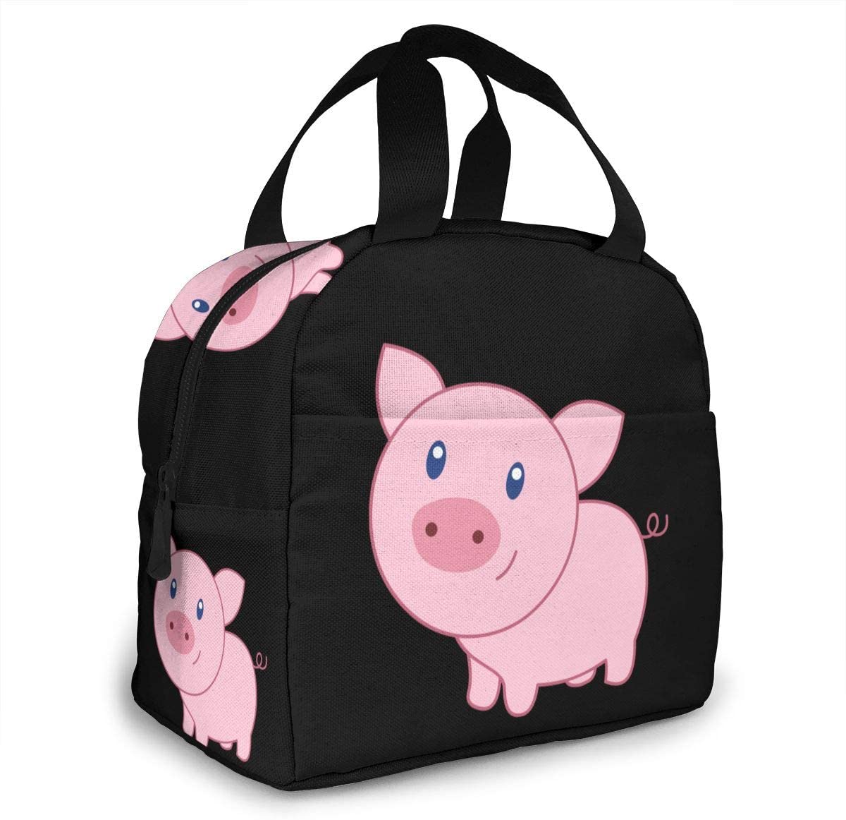 bonito dos desenhos animados porco almoço sacos para mulheres masculino isolado lancheira bento sacola com bolso frontal para escritório escola piquenique