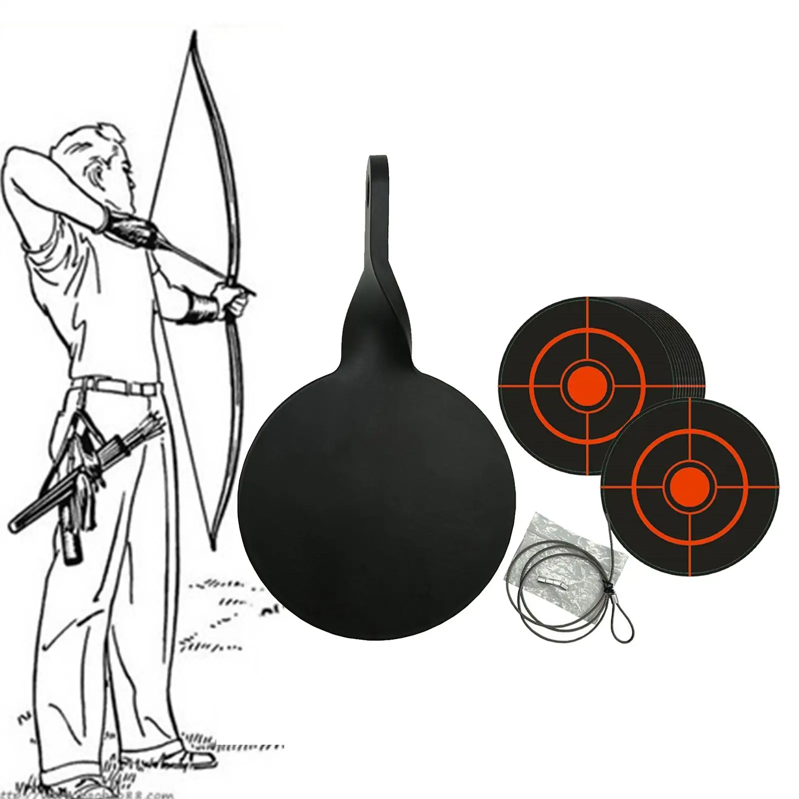Durable Steel Set Thick with Hanger Stainless Steel 8cm Diameter  Mounted for  Hunting Practice