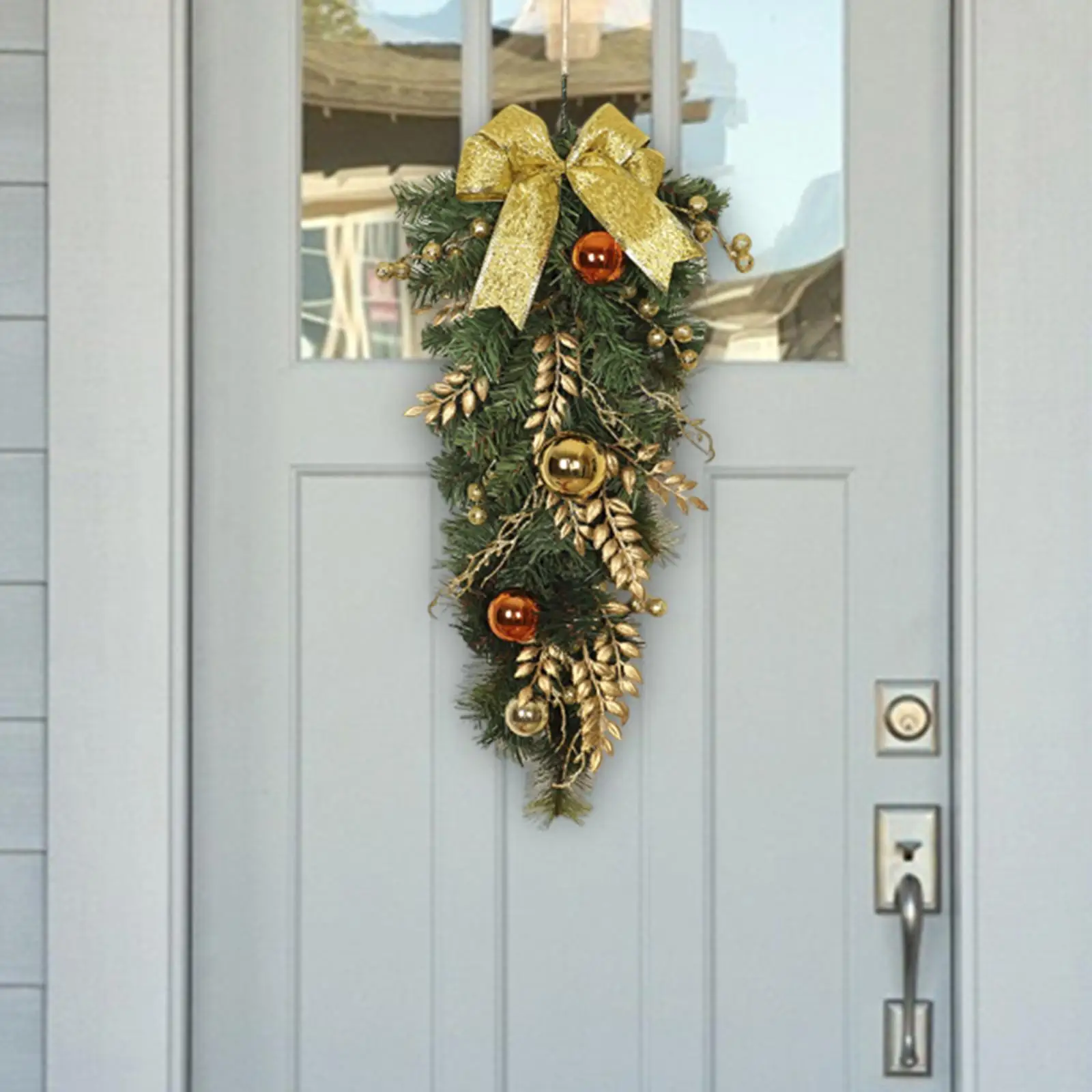 Christmas Upside Down Tree Decorative Supplies Wreath Front Door Hanging Wreath for Indoor Outdoor Hotel Windows Porch Fireplace