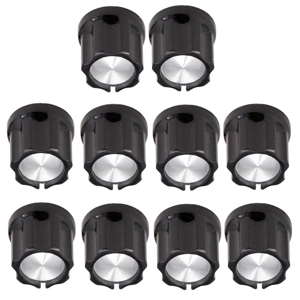 10x Guitar Bass  Control Knobs Cap Musical Instrument Accessory Black