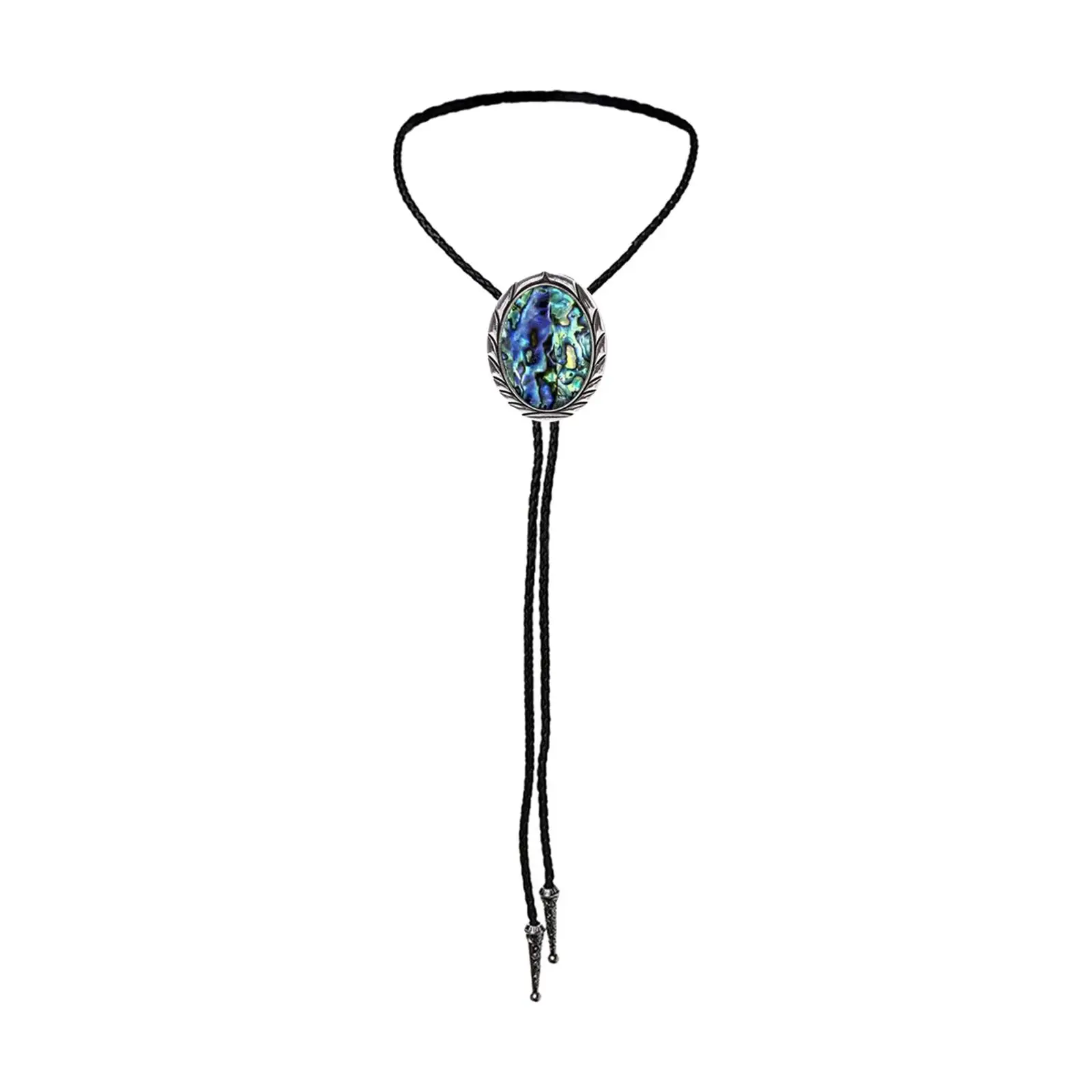 Bolo Tie Necktie, Oval Pendant PU Leather Rope Shirt Costume Accessories for Woman Unisex