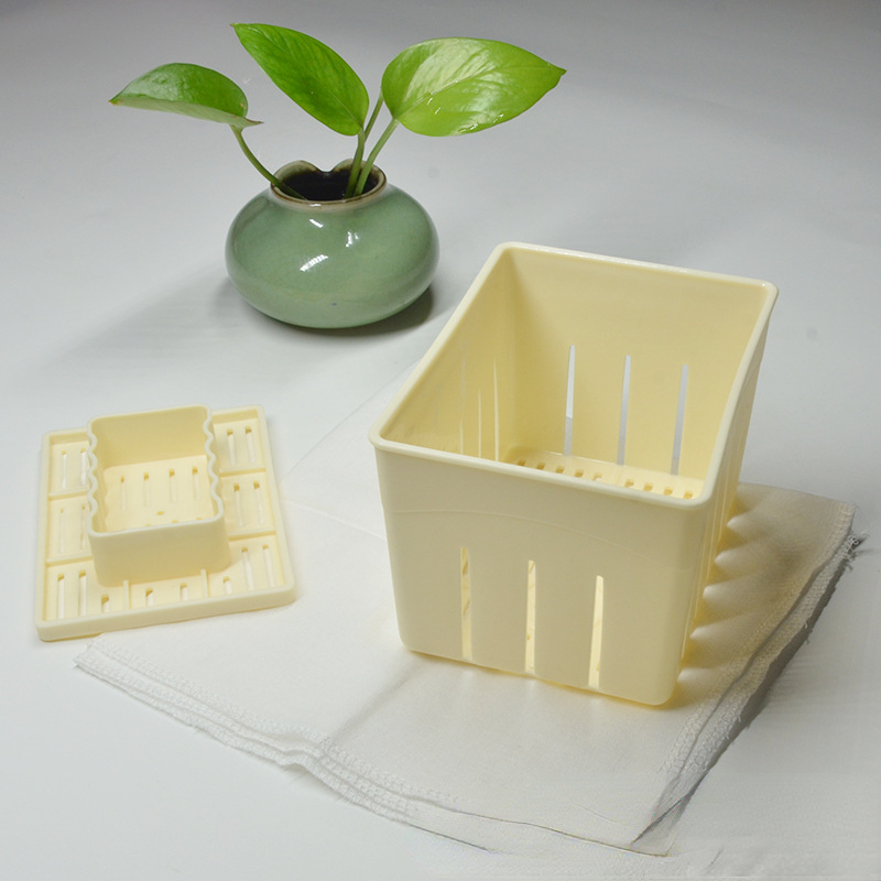Description Picture 2 of item1 Pcs/Set Plastic Tofu Maker Press Mold Kit + Cheese Cloth Soy DIY Pressing Mould Kitchen Tools Food Grade PP