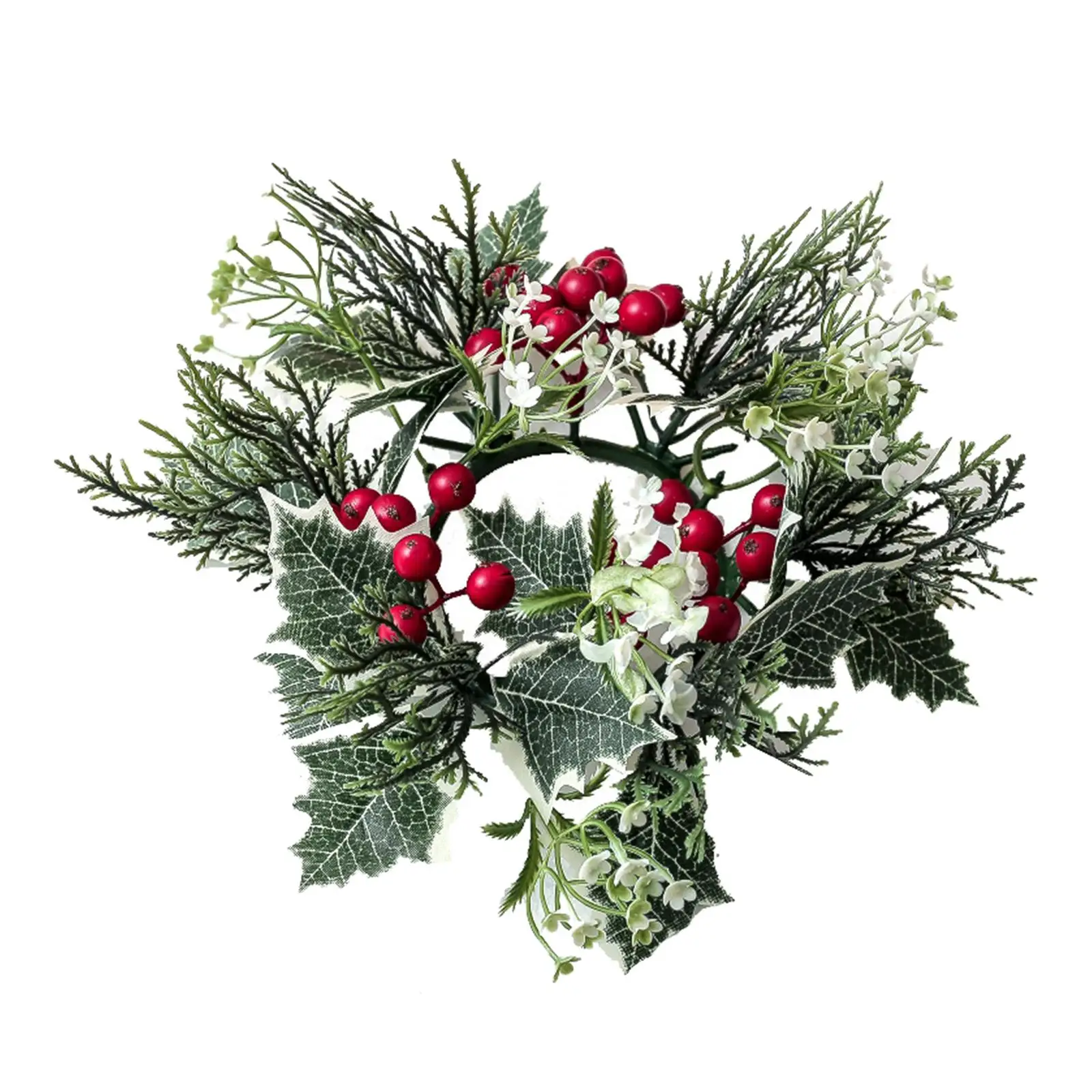 Pillar Candle Rings Wreath Centerpieces Decorative Artificial Leaves Green