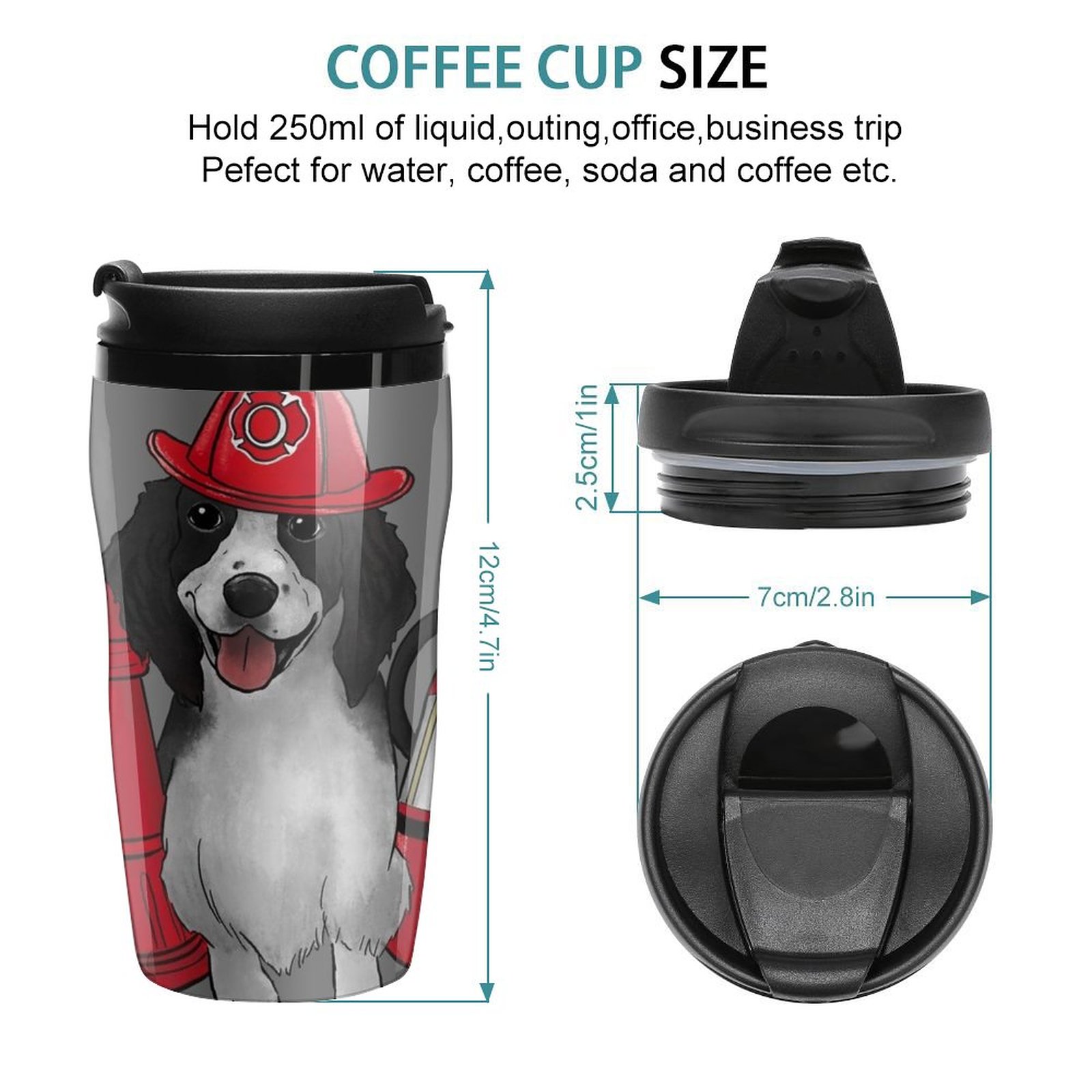 Firefighter Dog Travel Coffee Mug Cup Set