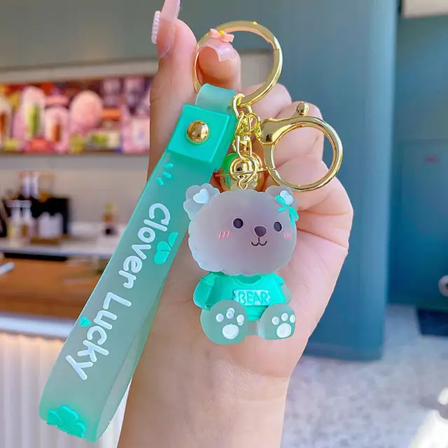Deyuer Key Chain Cartoon Jelly Color Bear Unisex Multipurpose Letter Key  Ring Holder Bag Decoration 