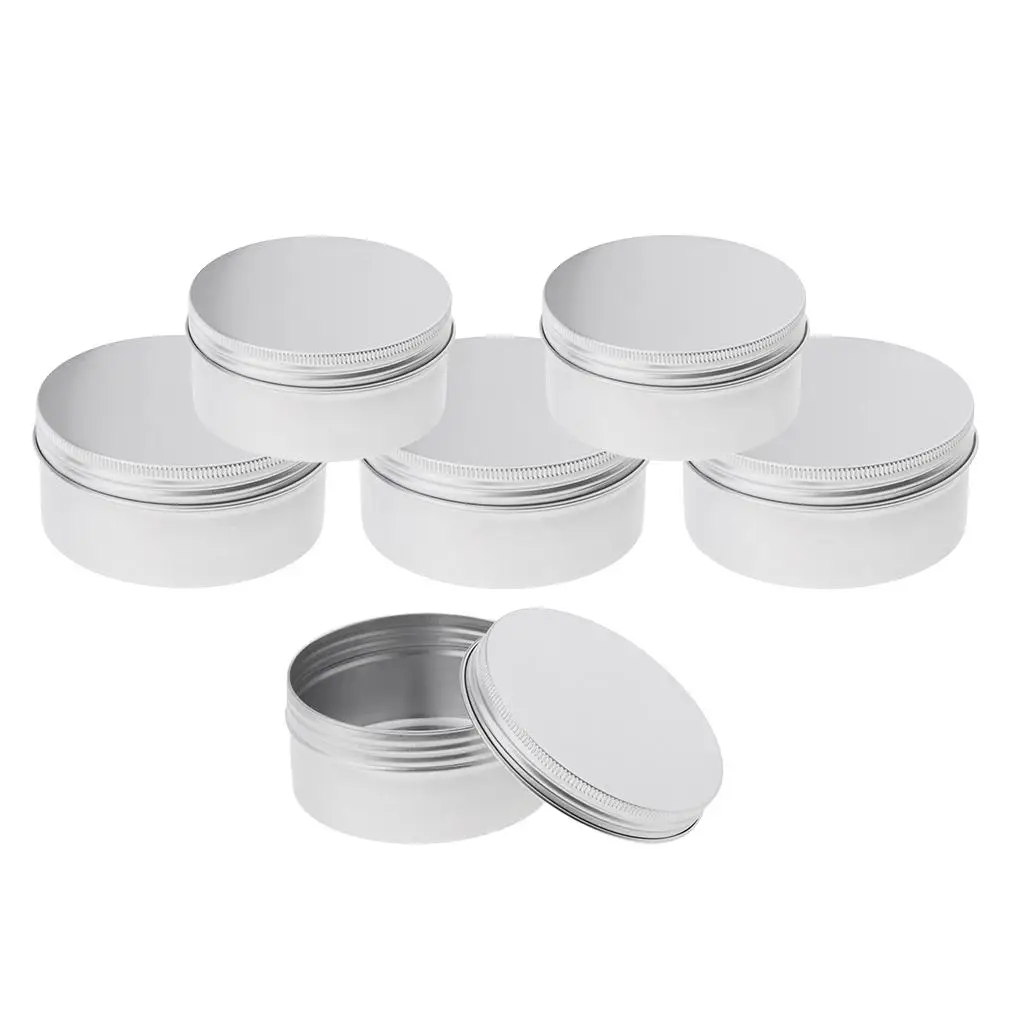 200 ml 250ml Aluminum Round Lip Tin Storage Jar  Screw Cap for Lip, Cosmetic, Candles( Pack of 6 )