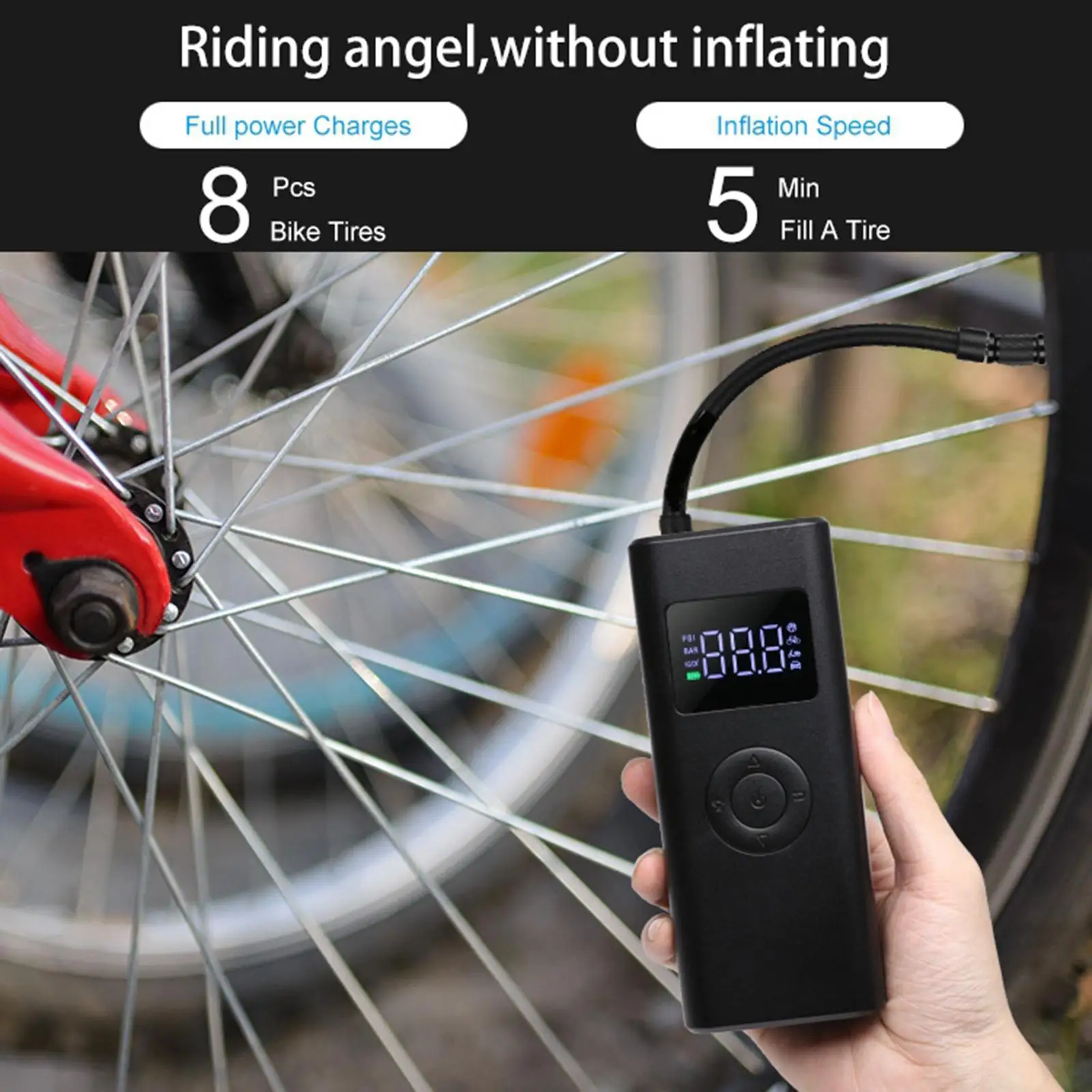 Handheld Air Pump Rechargeable Tire Pump for Cars, Bicycles, Football Balls,