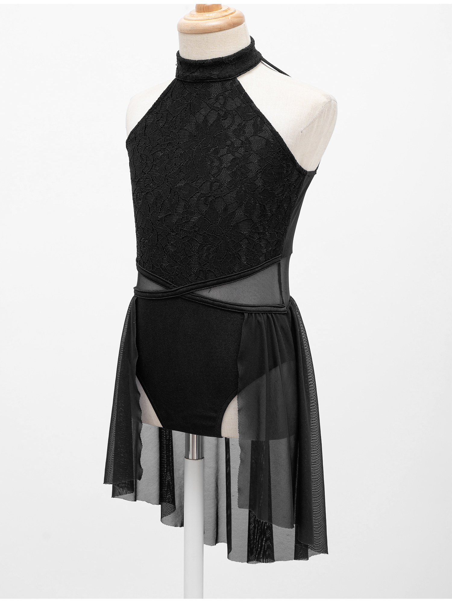 Kinder Mädchen Ärmelloses Ballett-Tanzkleid Spitze Blumen Mesh Rock Trikot Gymnastik Moderne Zeitgenössische Lyrische Tanzkleidung – Detail 17