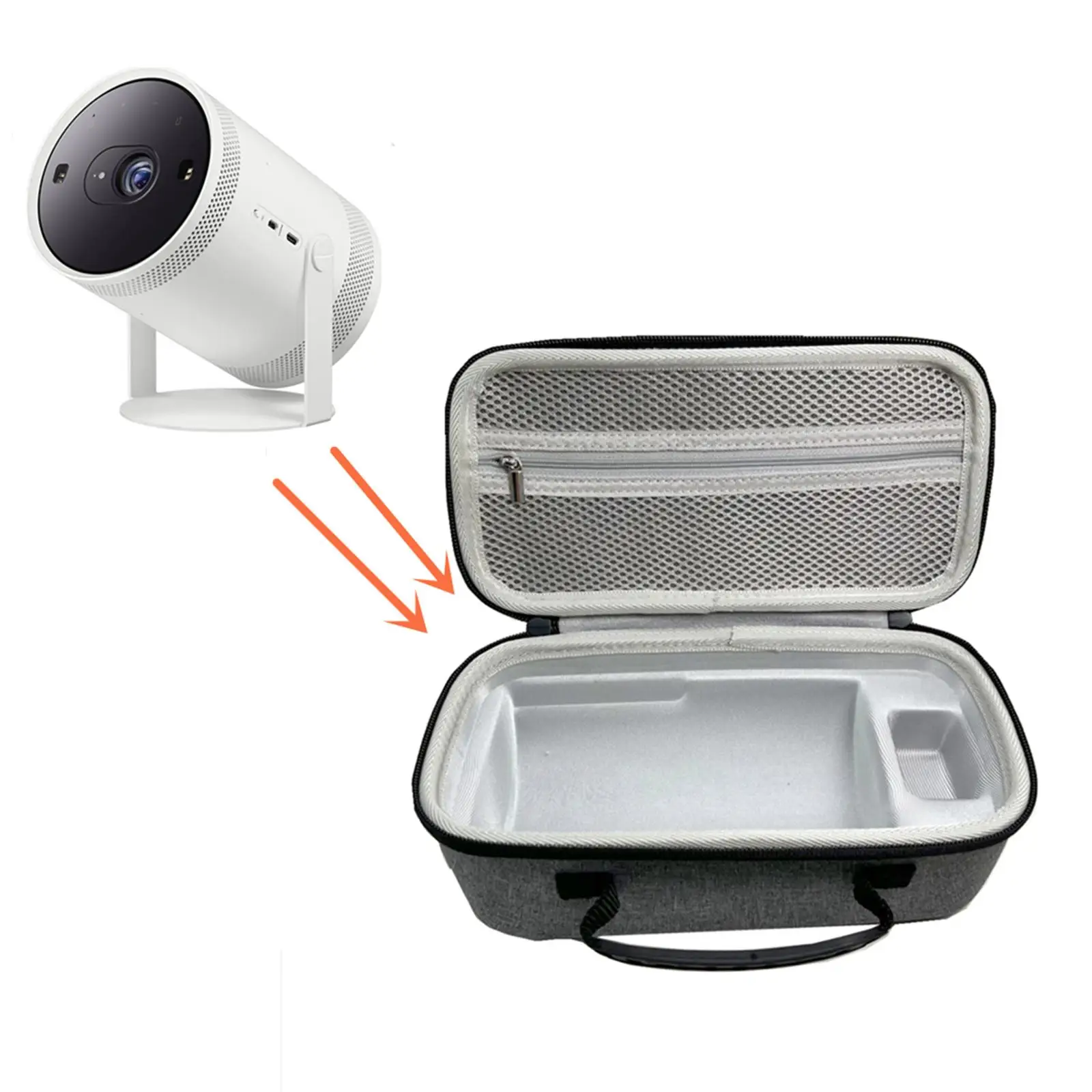 Projector Case with Accessories Storage Pockets Projector Carrying Bag for capsule Projector 240mmx115mmx125mm Gray