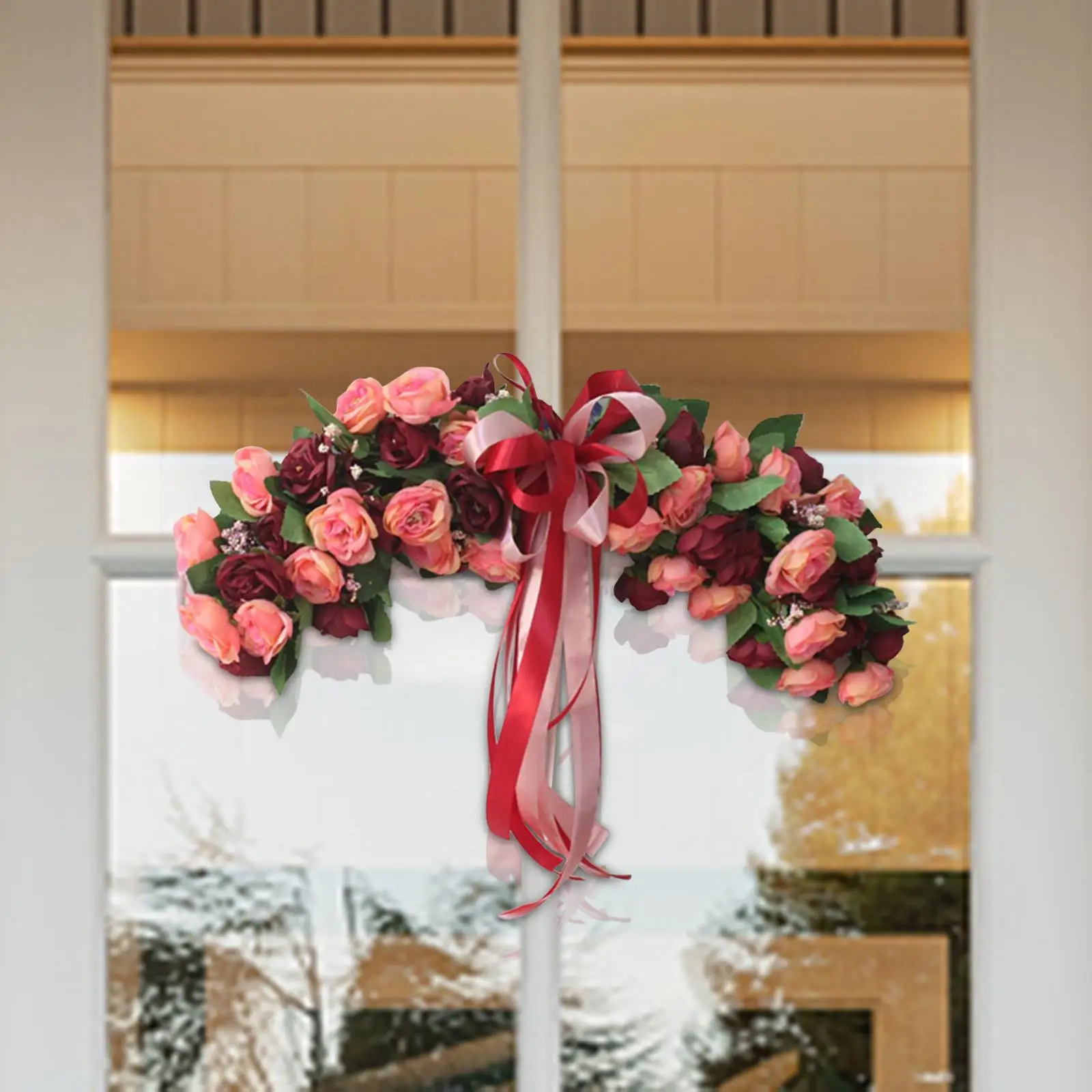 50cm Wedding Arch Flowers Hanging Artificial Rose Floral Swag Garland Door Wreath for Backdrop Party Window Holiday Decor