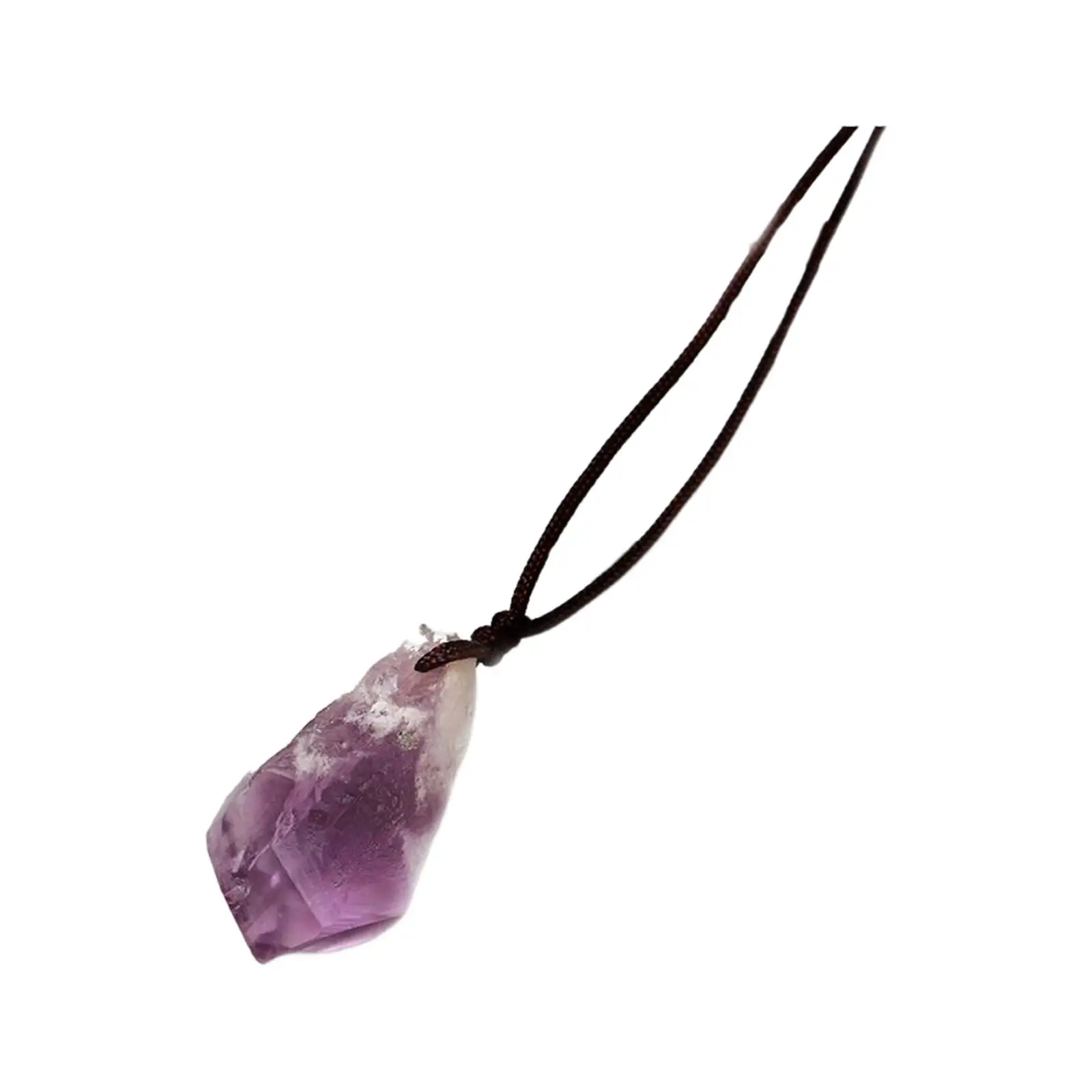 Fashion Amethyst Crystal Necklace Gemstone Hanging DIY Decoration Pendant Jewelry Violet Stone Necklace for Girls Birthday Gifts