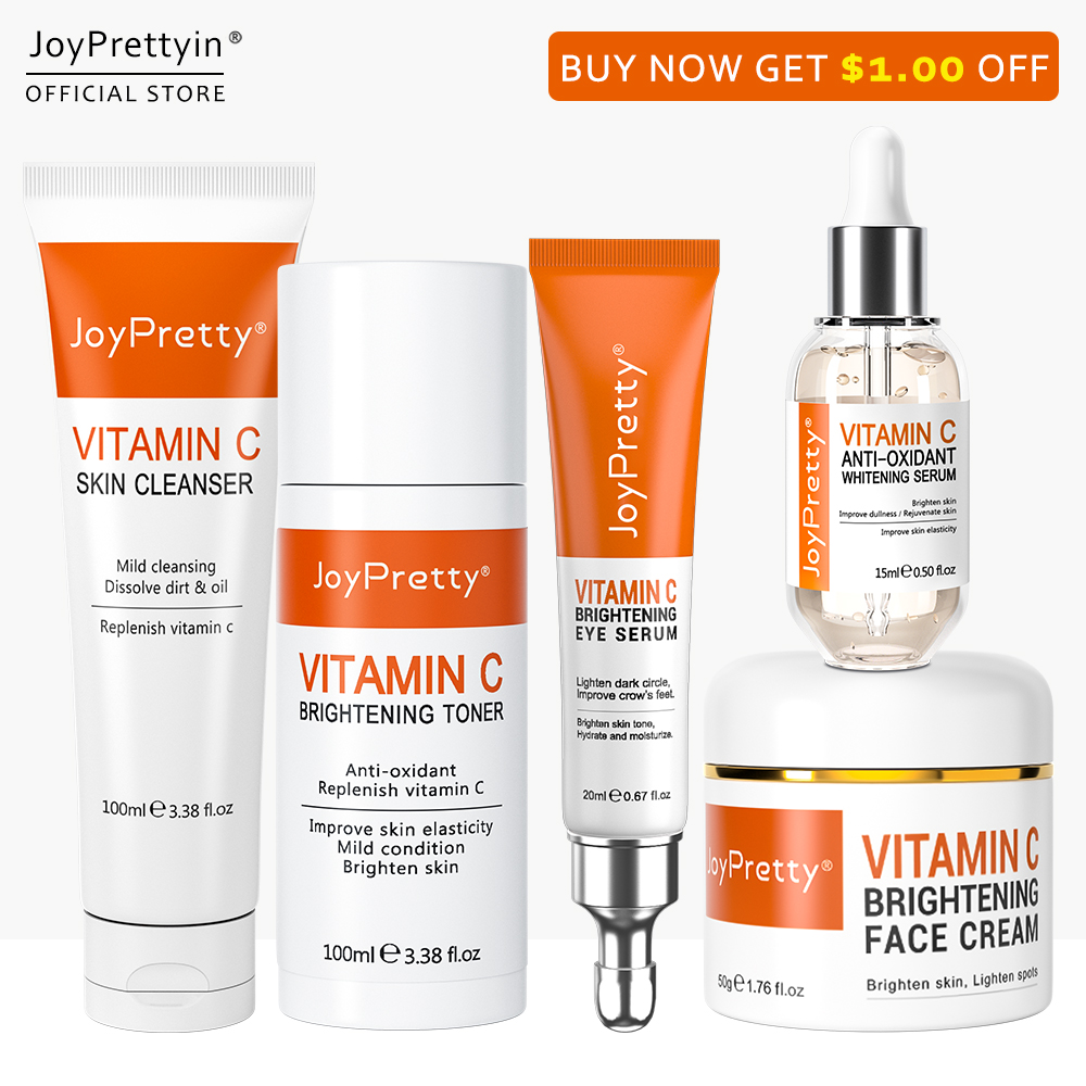 Best of JoyPretty Vitamin C For Face Whitening Dark Spots Skin Care Set Cream Serum Cleaning Moisturizing Eye Creams Pore Skincare Kits Reviews & Tips