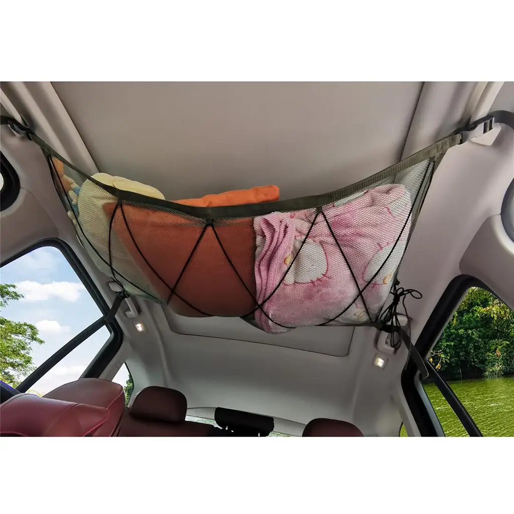 Elastic Stretchable Car Roof Ceiling Net Mesh Bag Pouch For Van 