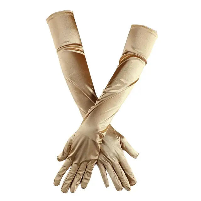 Guantes largos blancos de moda para mujer, para fiesta de noche, bar, sexy,  ópera, brillante, par de guantes de dedo, cosplay a juego, Blanco