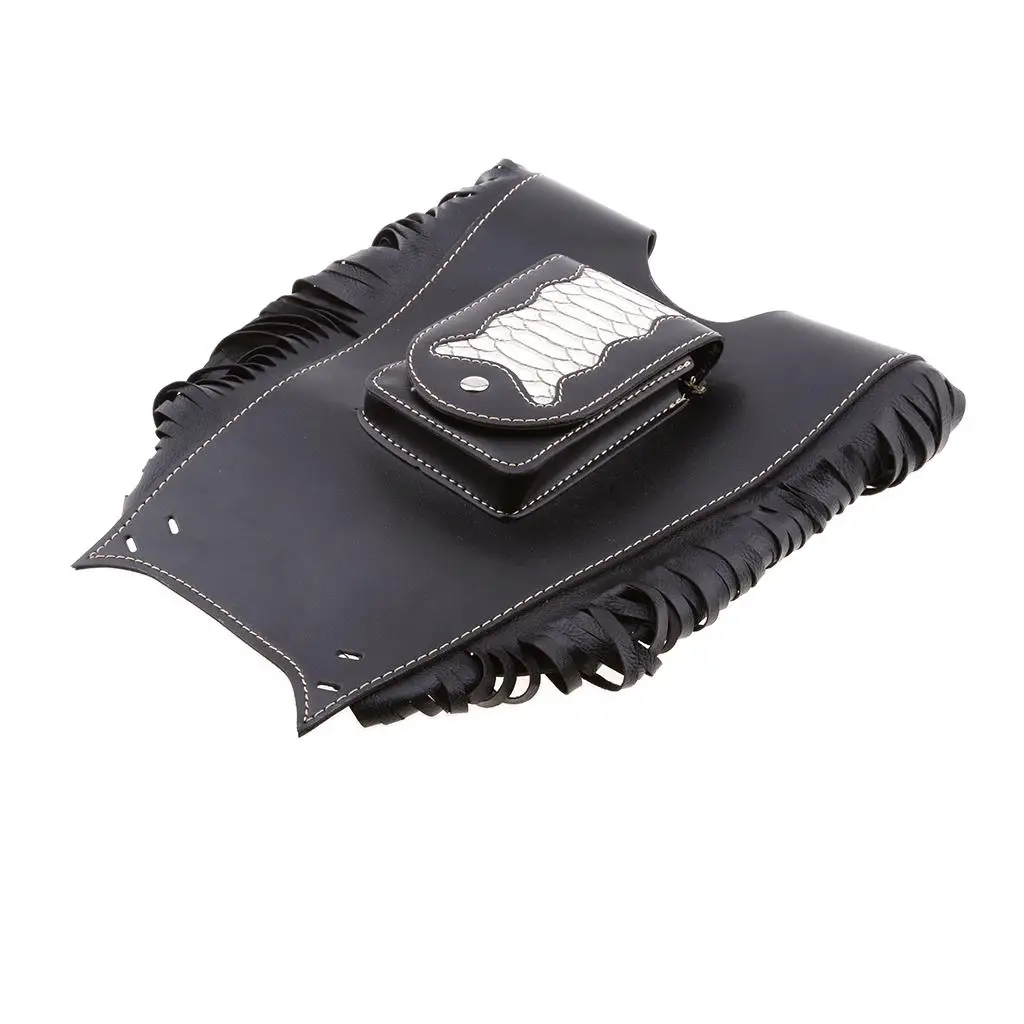 Black PU Leather Universal Motorcycle Tank Chap Cover Panel Bag Waterproof