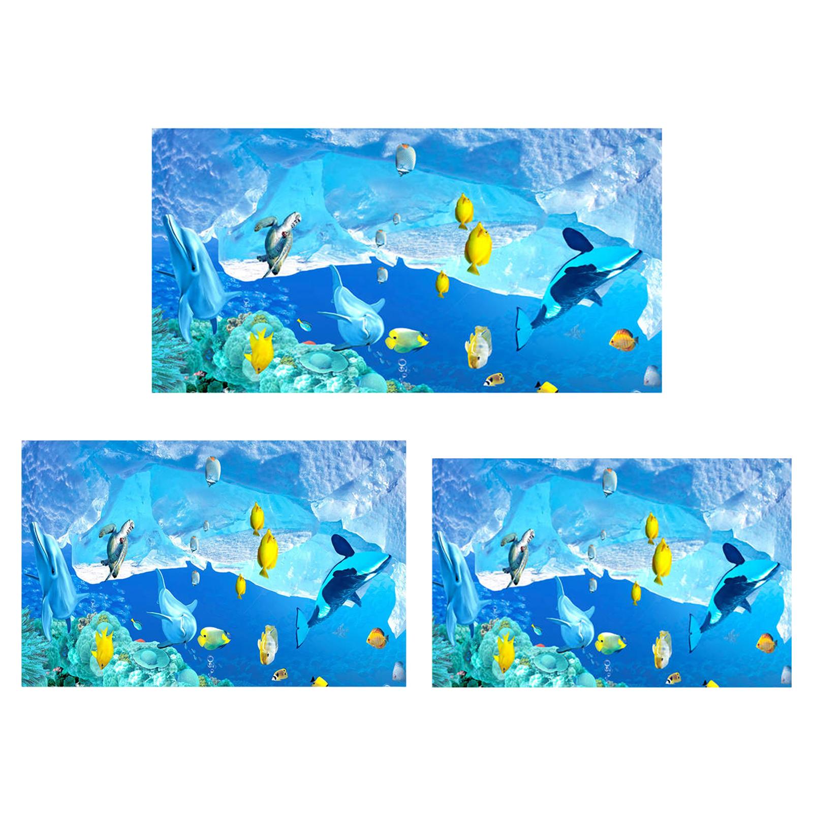 Fish Tank Background Sea Fish & Coral Reef Double Sided Self Adhesive Aquarium Backdrop Landscape Poster Wallpaper Decorations
