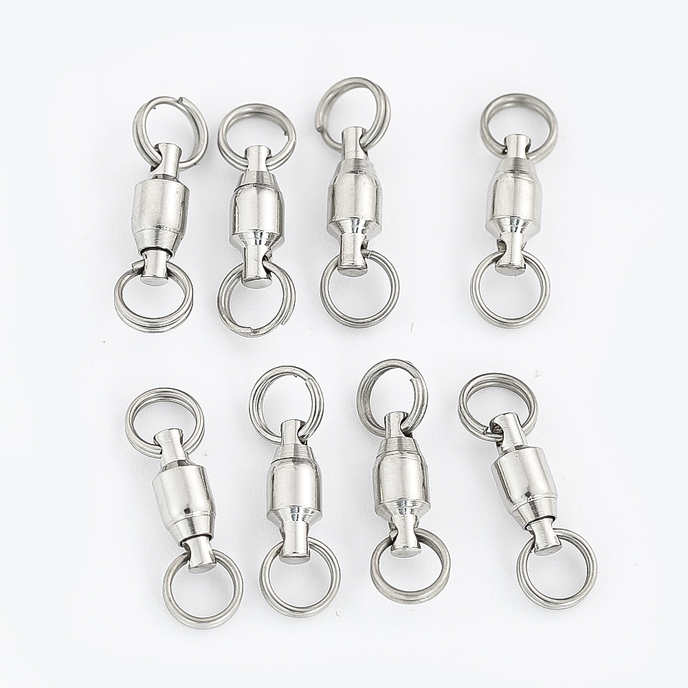 Description Picture 2 of item10PCS Stainless Steel Bearing Swivel Hooks Connector Rotating Lure Fishing Tackle Snap Split Ring DIY Wind Spinner Accessories