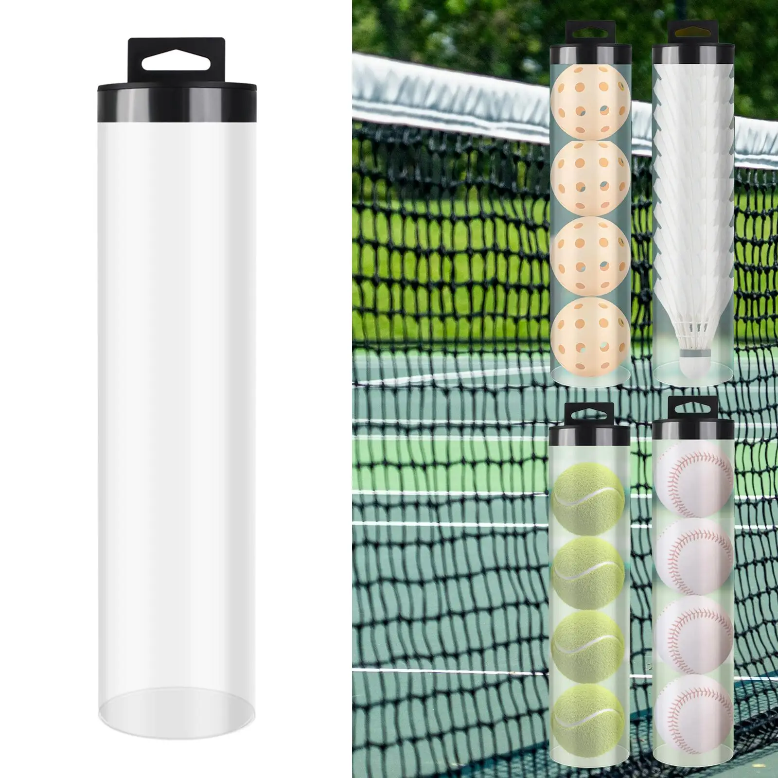Tennis Ball Holder Pickleball Storage Tube Tennis Tube with Lid Carrier Gadgets Portable Tennis Ball Organizer Accessories
