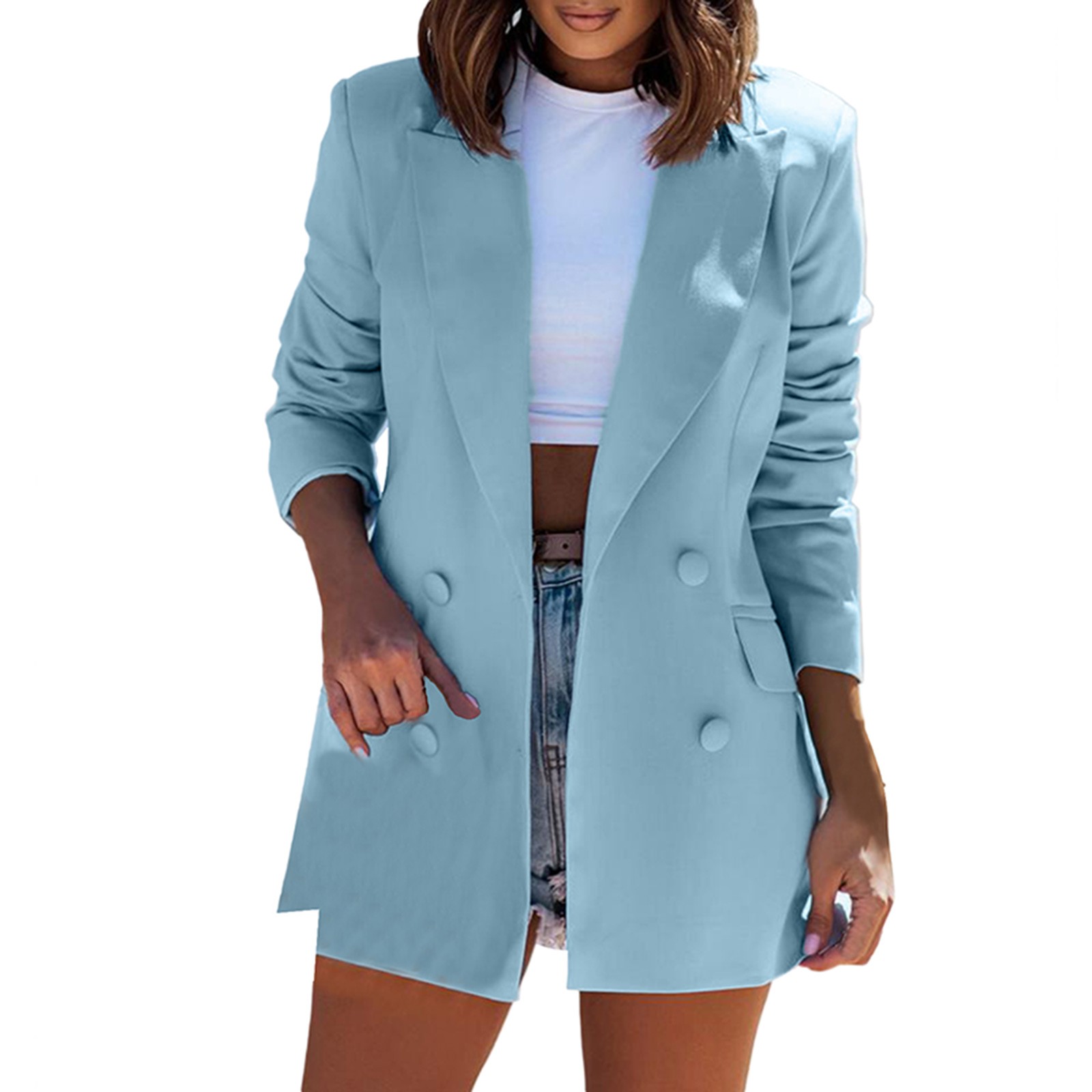 mulheres blazer casaco slims ajuste manga longa duplo breasted blazer jaquetas fino elegante lapela aberta frente cardigan blazer outerwear