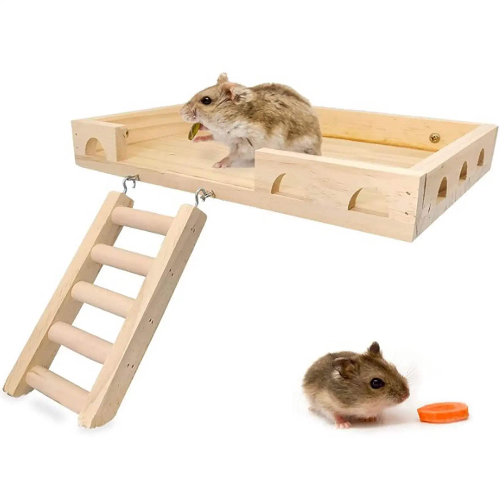 Hamster Wooden Ladder Toy Pet Bird Parrot Playground Chewing Toy Sturdy Durable Simple Installation Accessory Wooden Ladder Toy