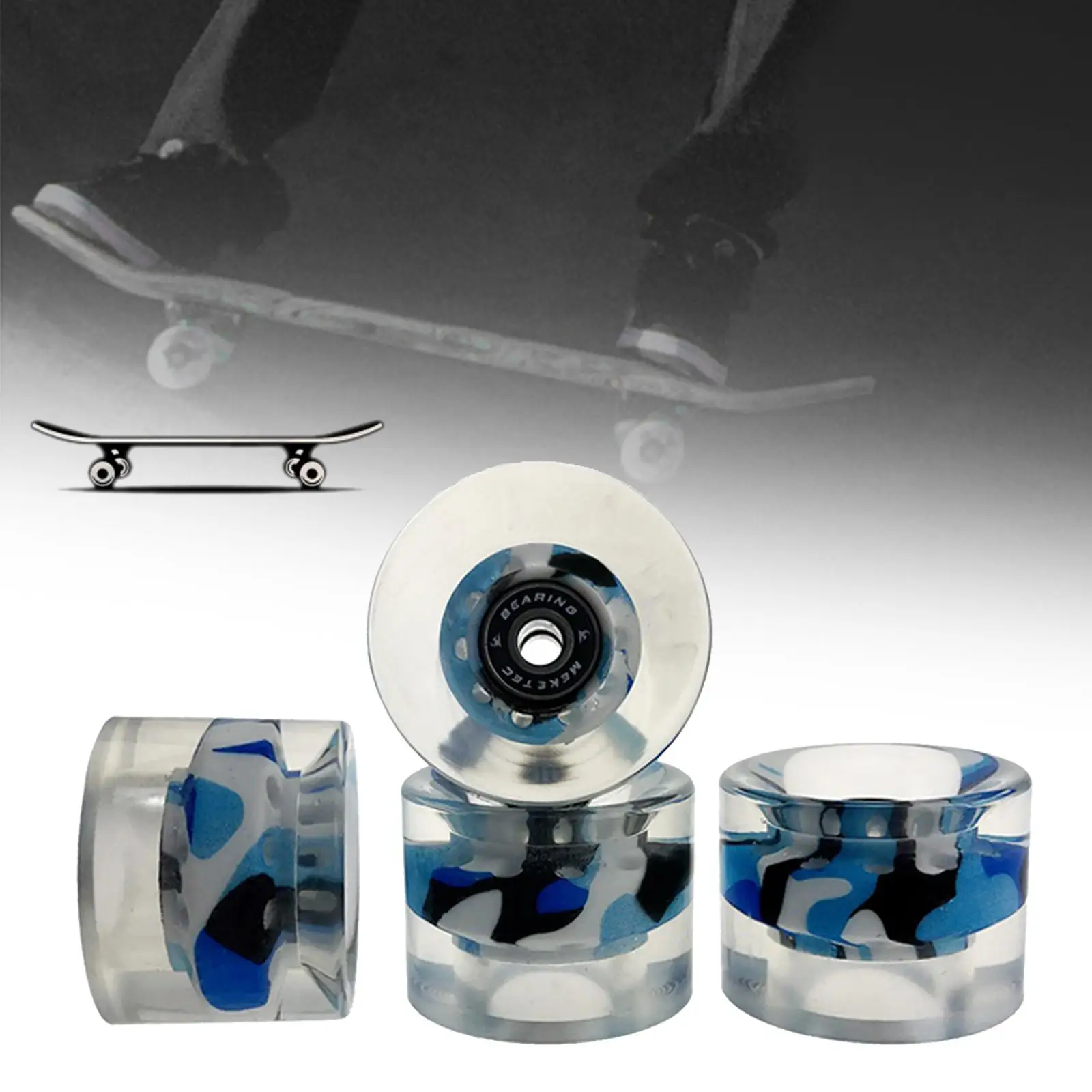 4Pcs Durable Skateboard Wheels 60X45mm and Bearings, 80A   Longboard Maintenance Wheel Accessories