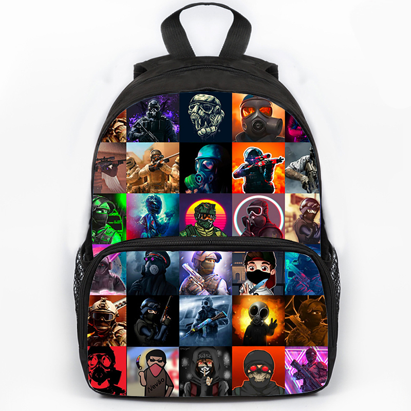 Estudantes, Gun Shooting Game Mochila para Crianças, Mochila Impressa 3D, 16