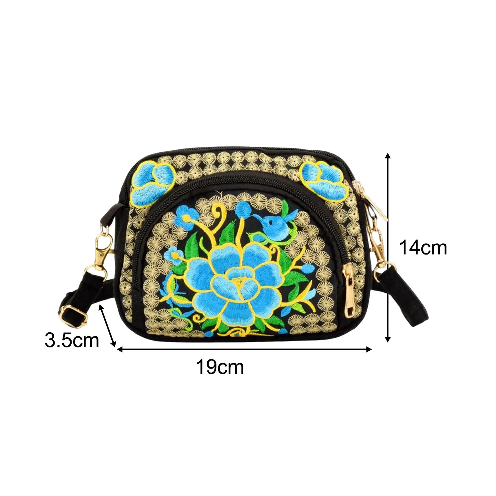 Ethnic Shoulder Bag Handmade Embroidery Crossbody Bag for Dating Travel Home