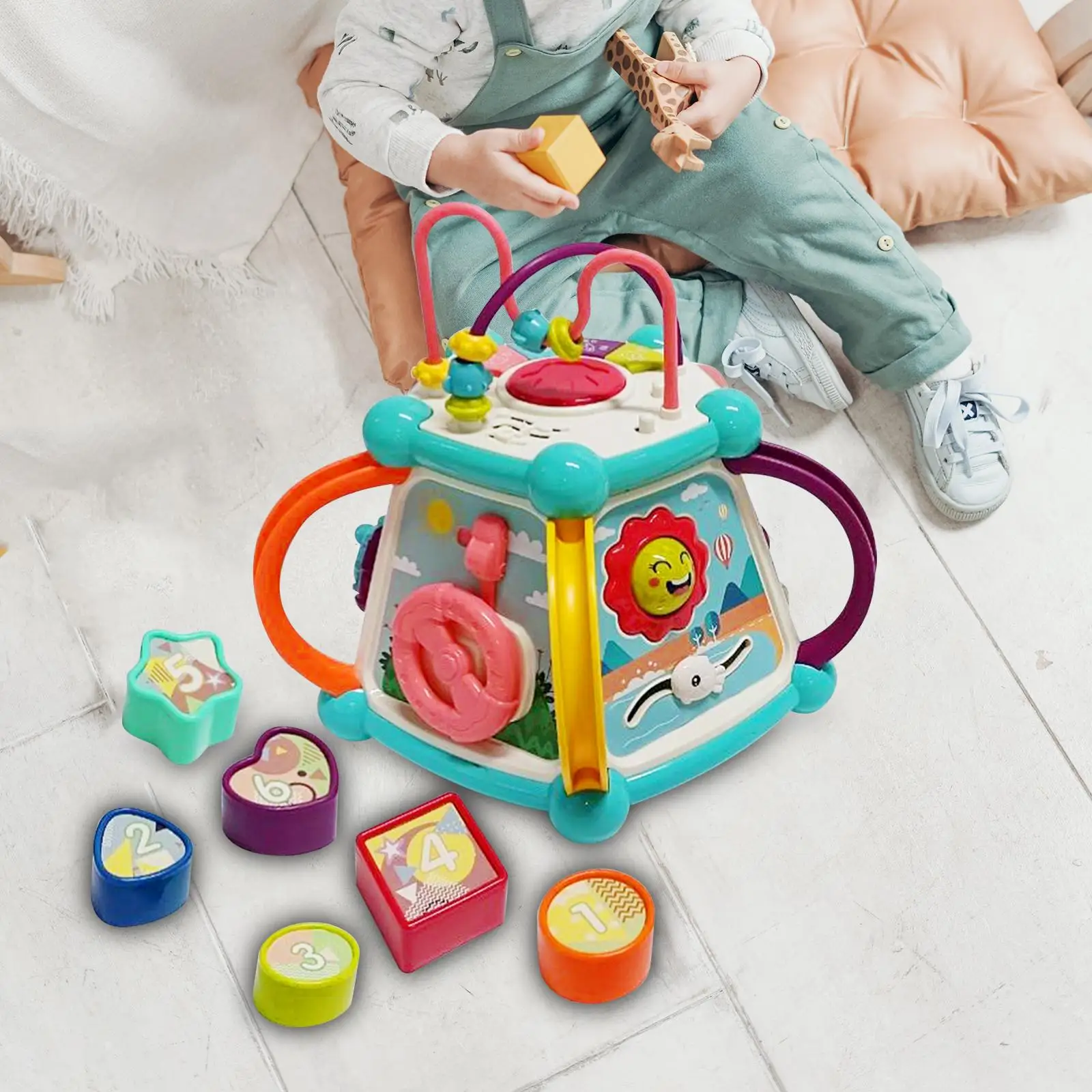 Activity Cube Toy Learning Puzzle Toy Musical Toys 6 Sided Activity Center for Boys Girls Toddlers Birthday Gift