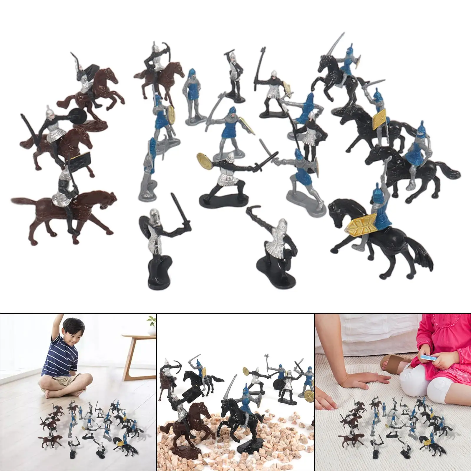20x Knight & Horses Soldier Toys Learning Historical Warfare Role-Playing Army Toys Medieval Soldiers Figures Toy ren Kids Boys