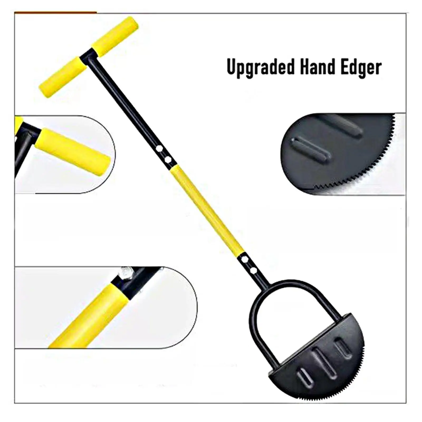 Garden Edging Tool Half Moon Ergonomic Handle Lawn Step Edger Manual Lawn Edger with Serration for Cleaning Edges Landscaping