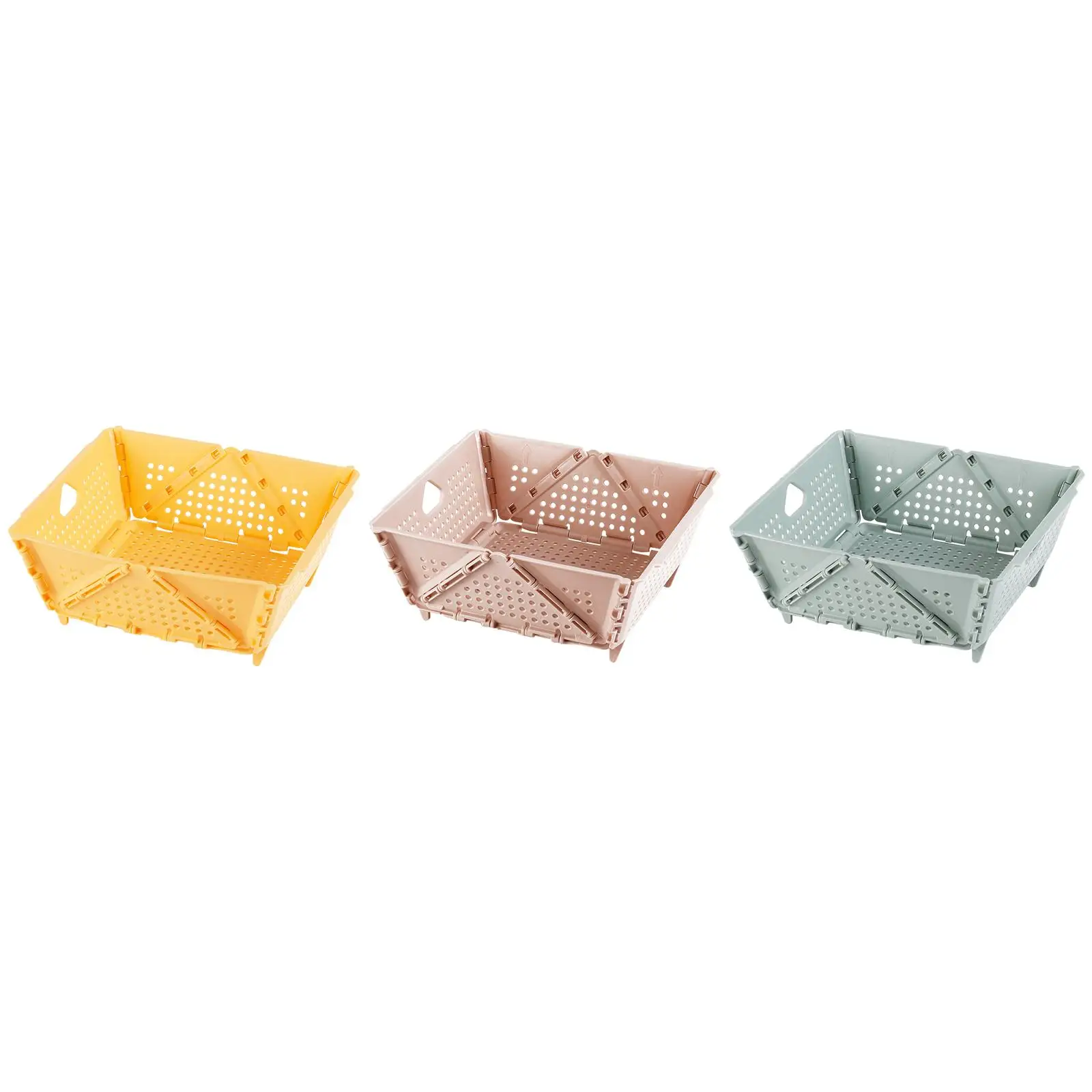 Small Folding Basket Multifunctional with Hollow Handles for Baby Clothes Sundries Desktop Organizer Box for Bedroom Bathroom