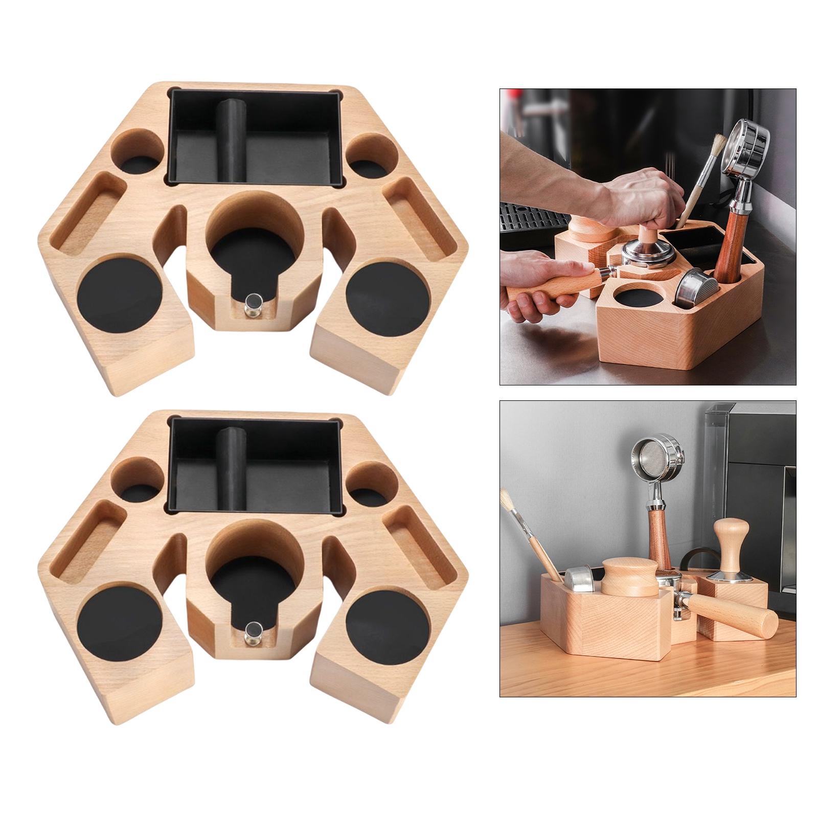 Wooden Espresso Knock Box Espresso Tamping Station, Cafe Machine Accessories for Home Office Cafe Unique Texture Durable Elegant