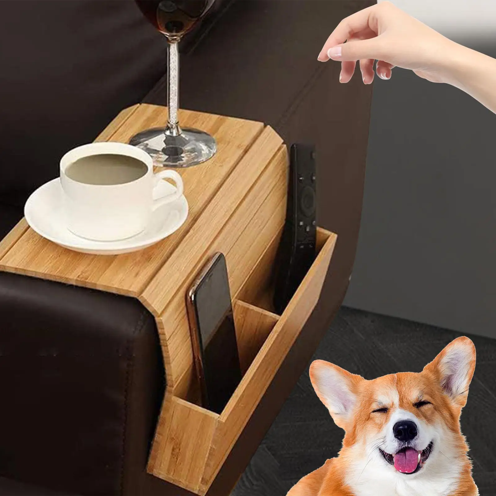 Couch Cup Holder Wood Armchair Pen Books Multifunctional Drinks Remote Control Couch Chair Caddys Snacks Sofa Armrest Organizer