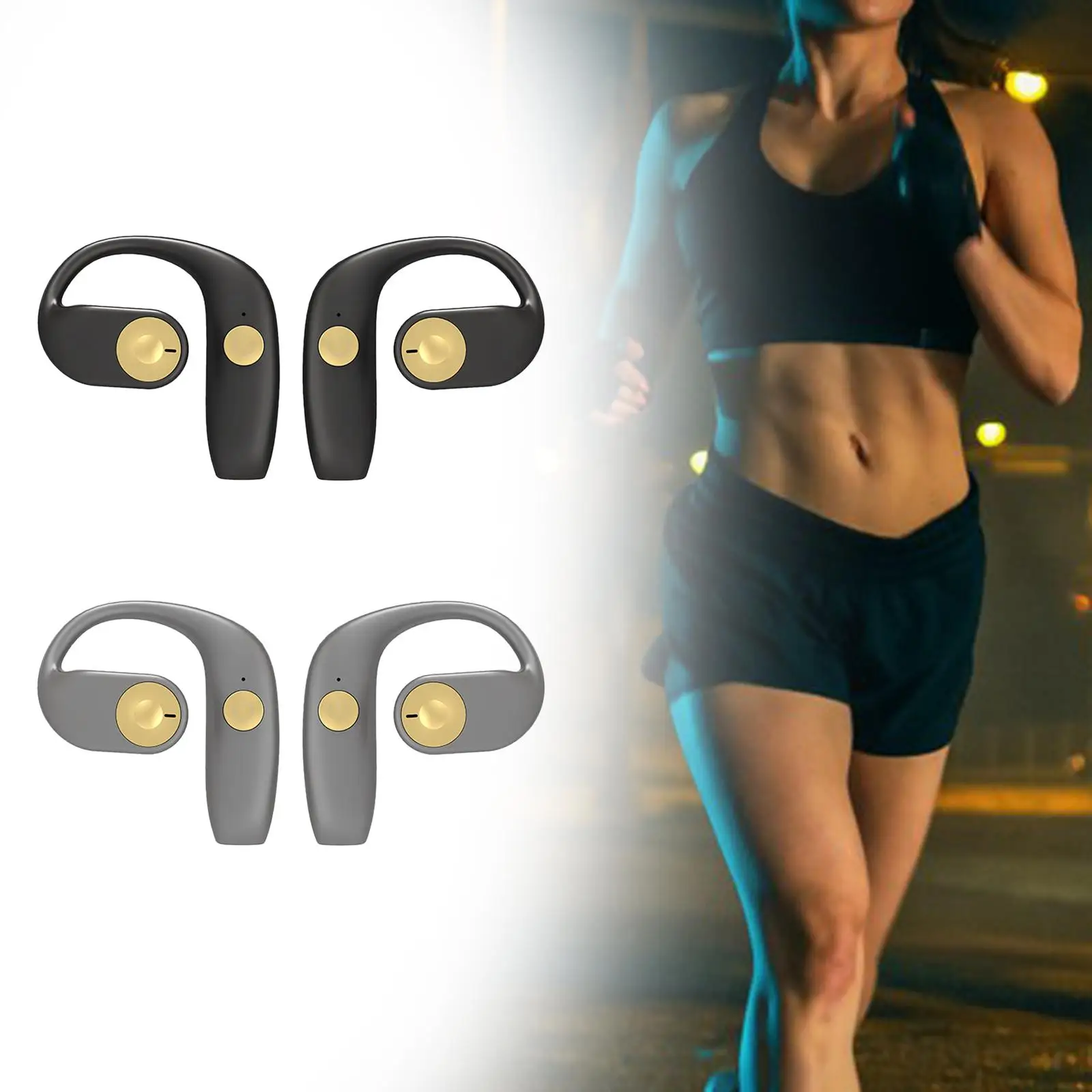 Wireless Headset Earhook HiFi Sound Hands Free Long Standby Time V5.2 Earphones Earbuds for Running Workout Business Gym Office