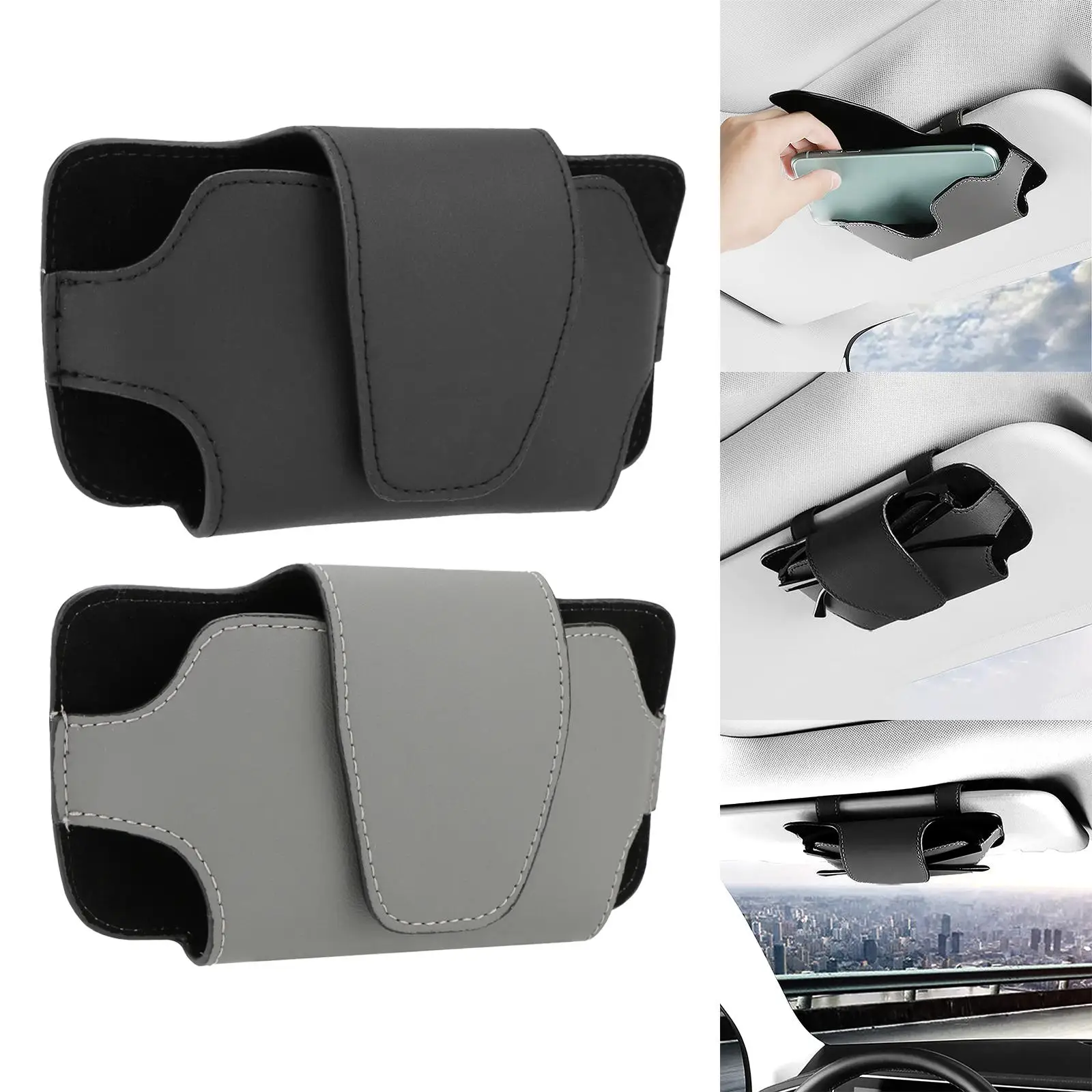 Car Storage Bag Portable Protective Phone Case Holder Clip for Vehicle Licenses