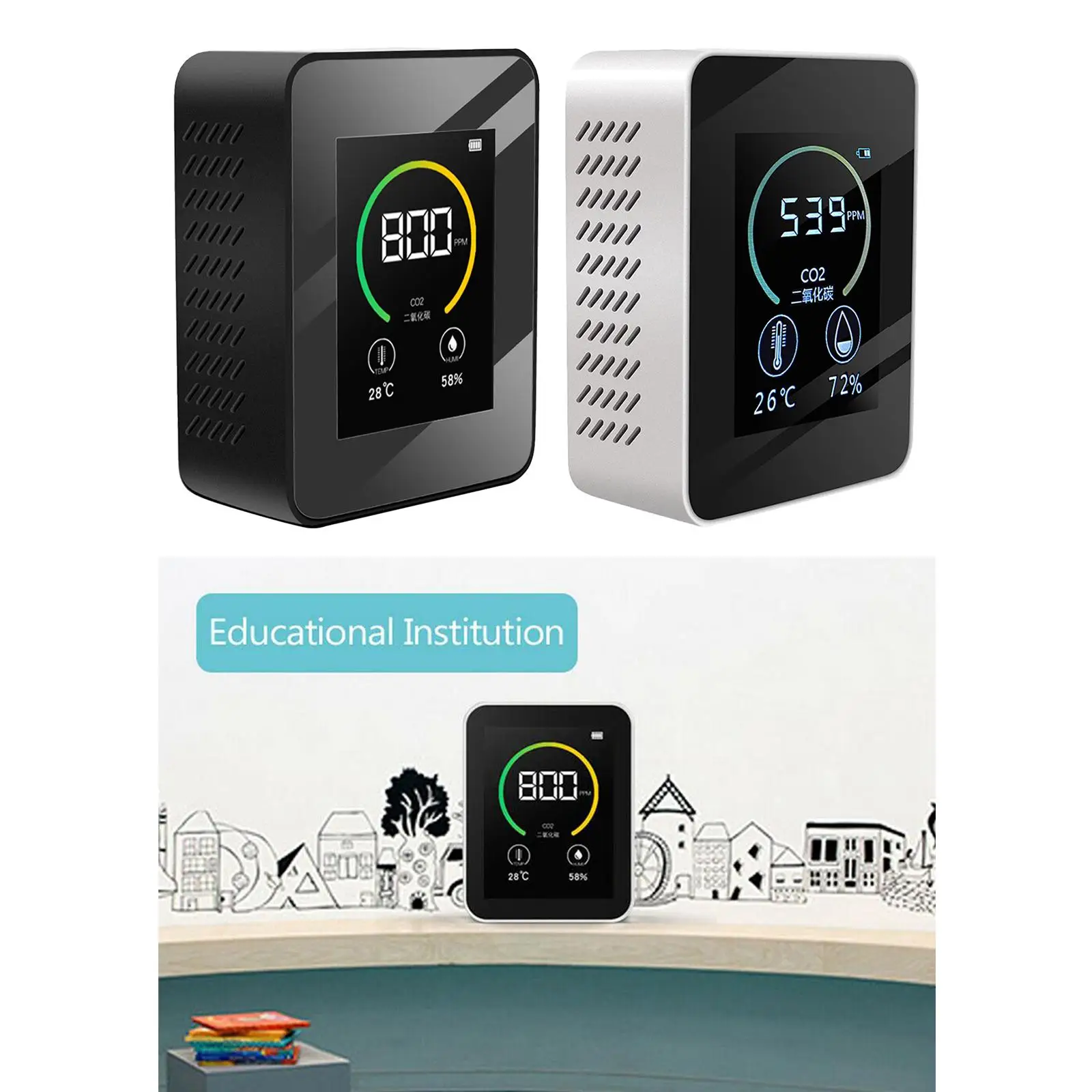 LED Digital Indoor  Carbon Dioxide Temperature Humidity Monitor