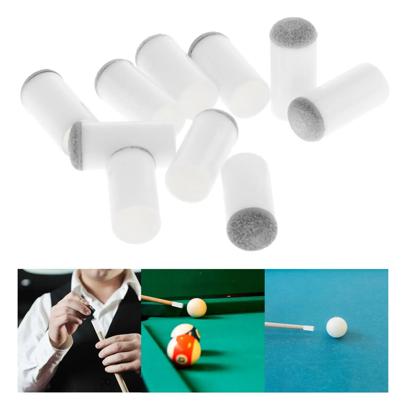 10Pcs Pool Tips Snooker Tip Slip on Billiard Tips Accessories for Tips Replacements No Glue or Tools