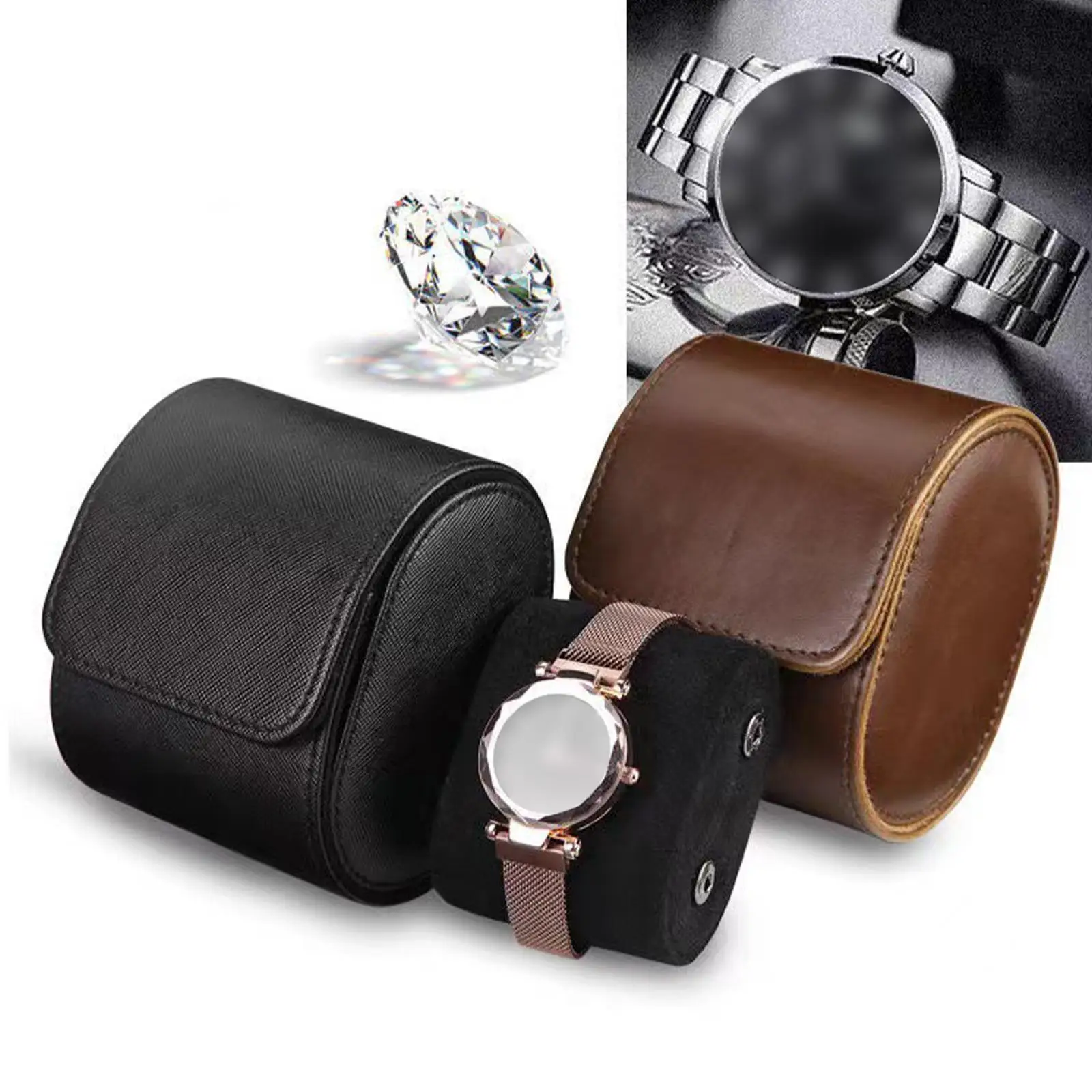 Watch Roll Travel Case Jewelry Storage for Men Women Wristwatch Holder