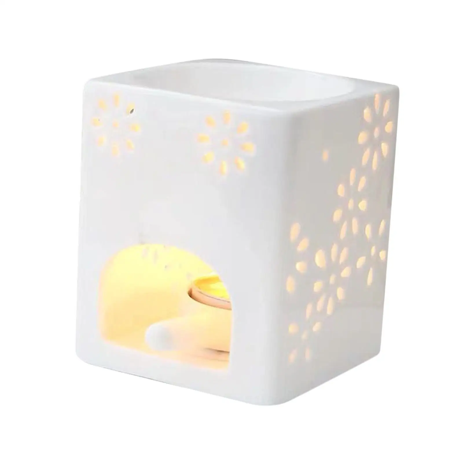 Ceramic Tea Light Holder White Essential Oil Burner Candle  Top with Bowl for  Meditation Home Relaxation