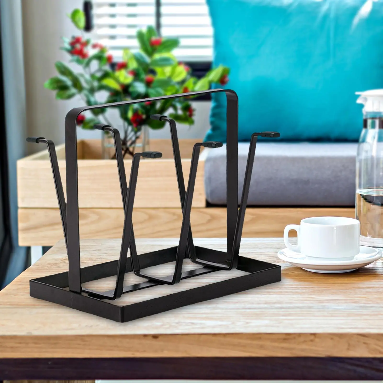 Counter Top Metal Cups Drying Rack Hanger Stand 6 Hook Organizer Sturdy