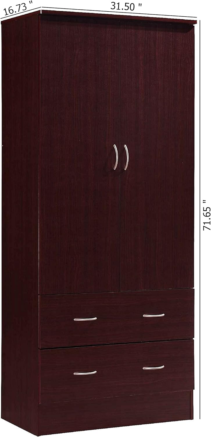 Title 4, HODEDAH 2 Door Wood Wardrobe Bedroom Closet wit...