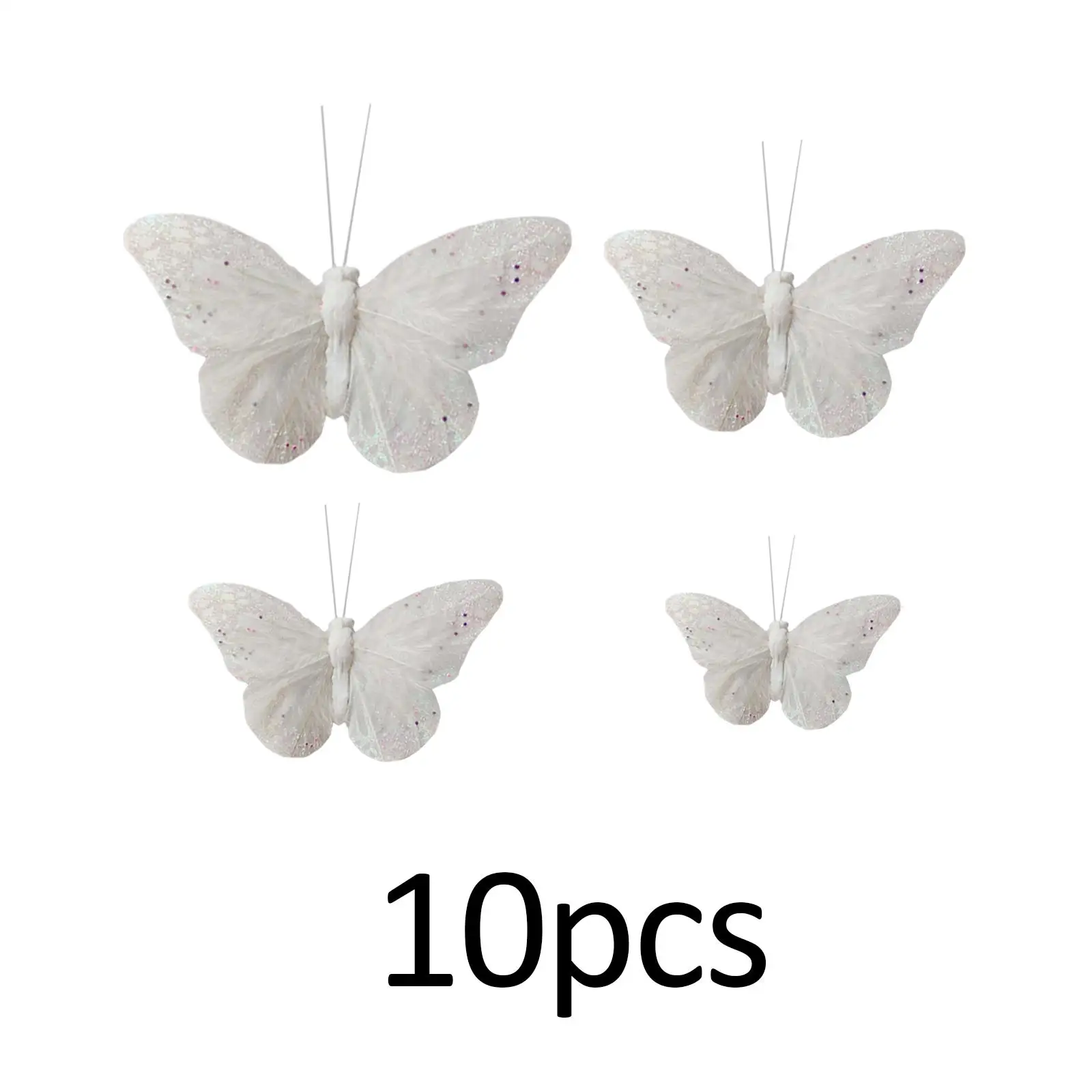 10 Pieces Simulation Butterfly Decorations, Creative White Feather Butterflies