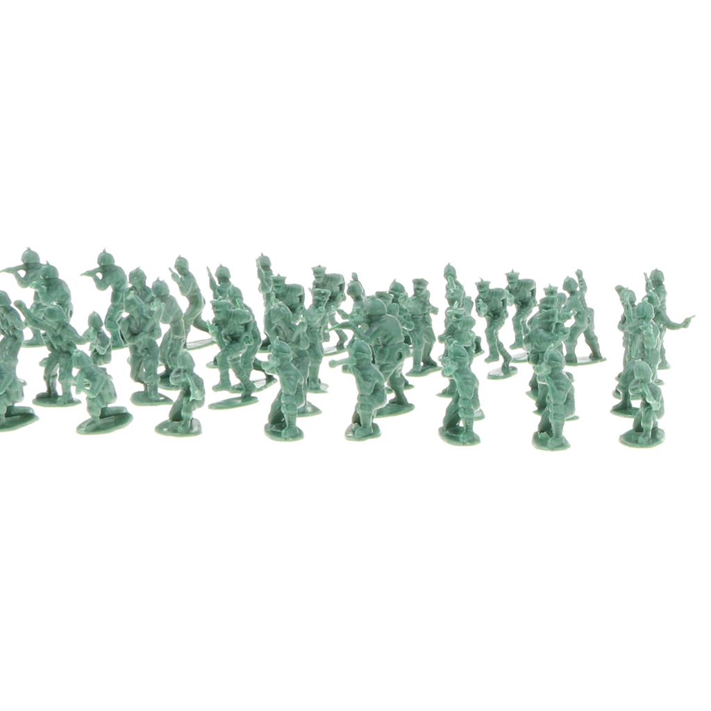 Pack of 100pcs Mini Army Base Set Accessory - 2cm Toy Soldiers Figurine Model Kids Collection -Army Green